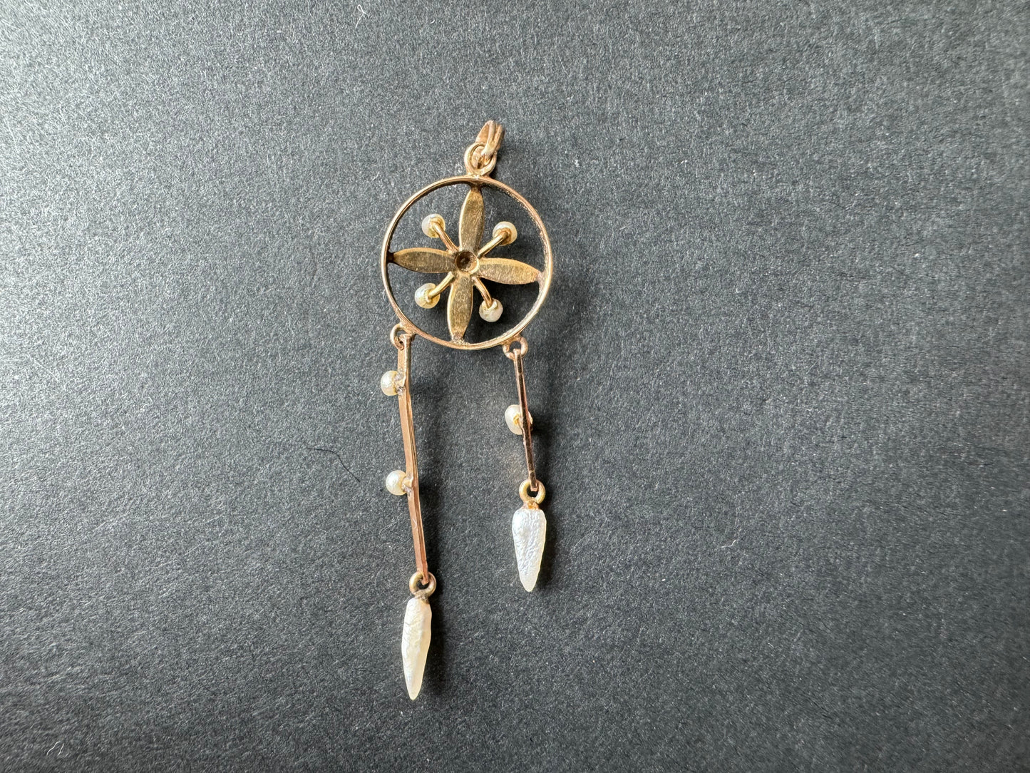 Lavalier Art Nouveau Diamond and Pearl Pendant