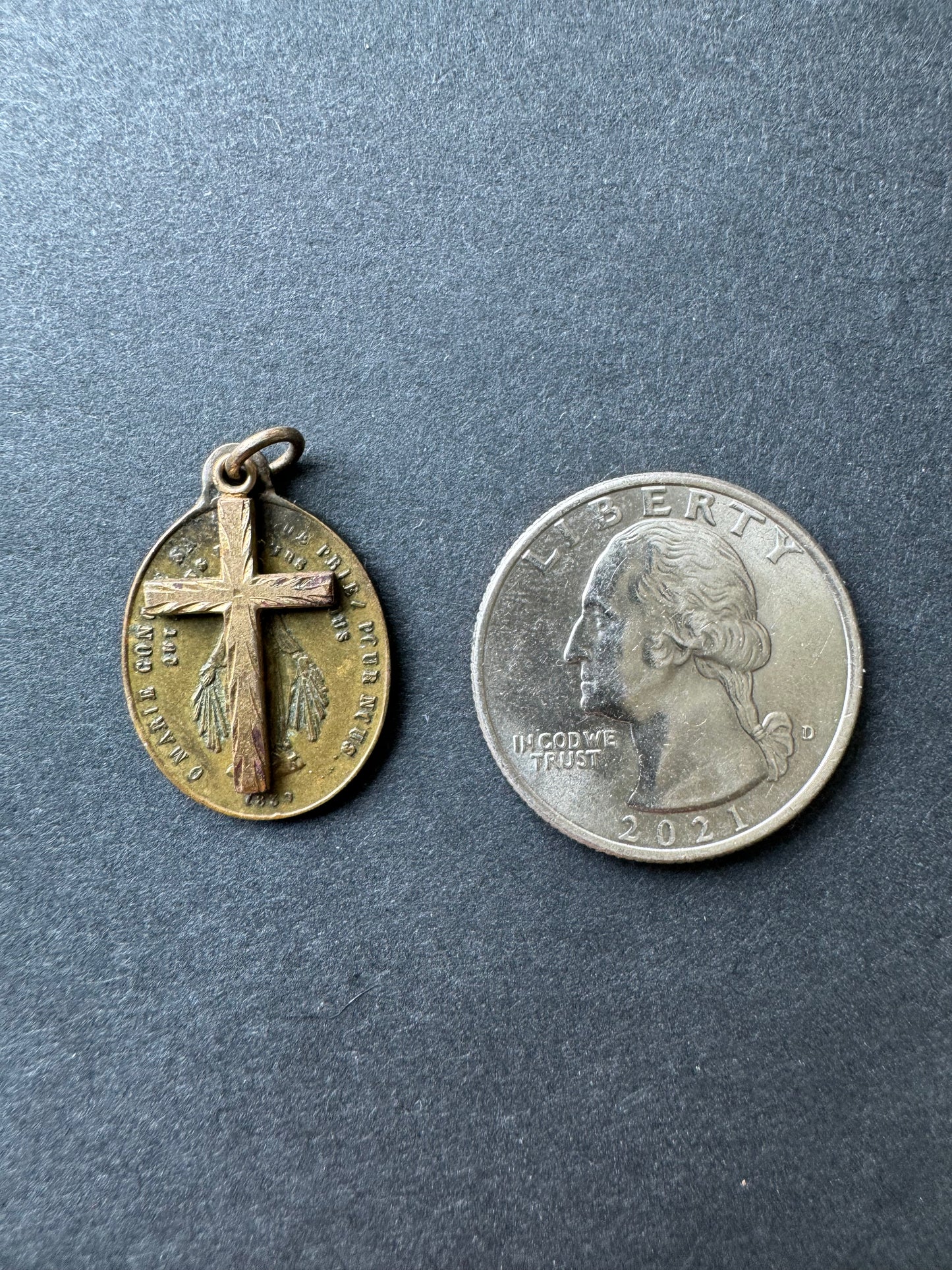 French St. Hilary and St. Mary Charm with Cross