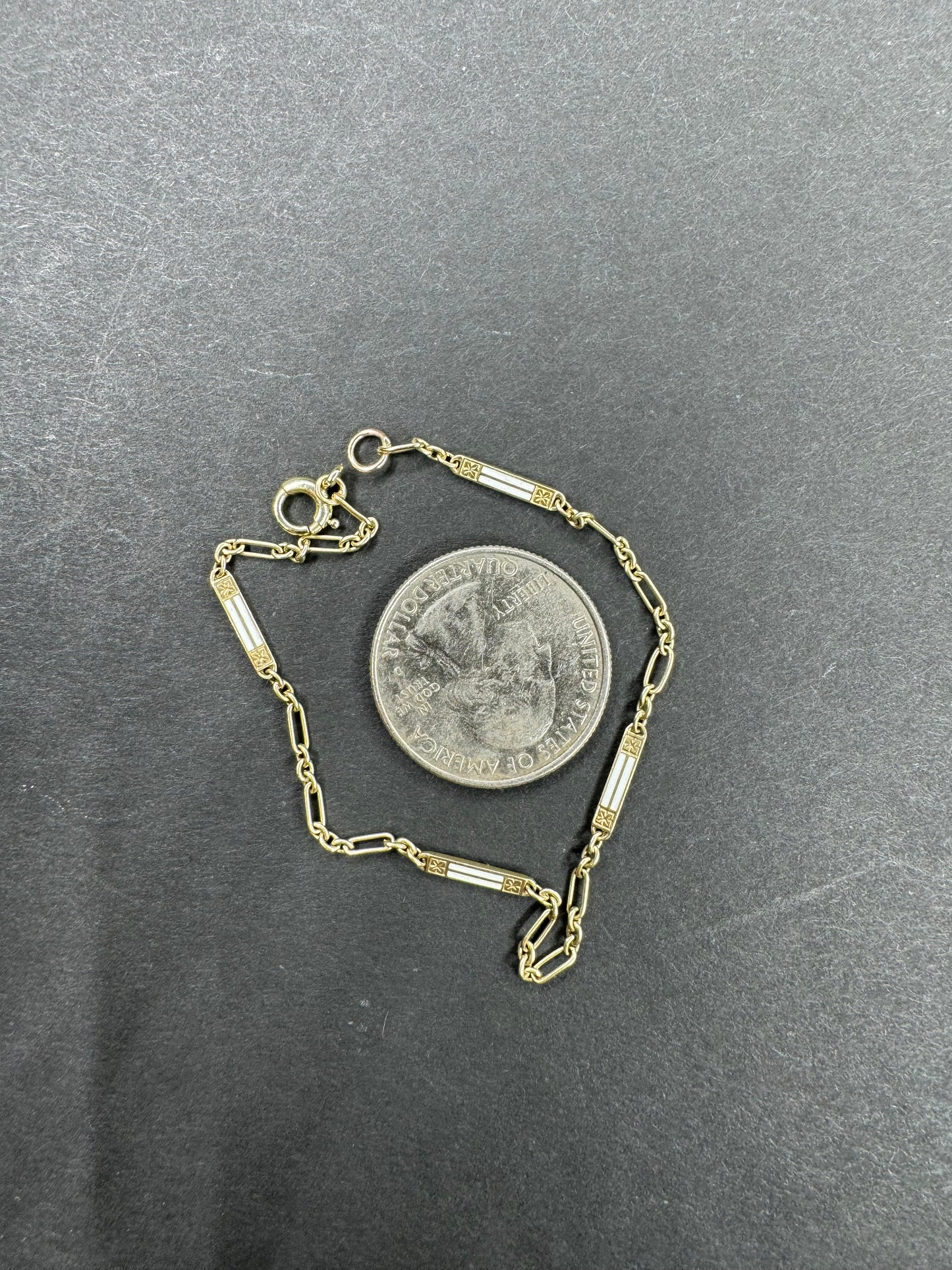 14kt White Enamel Art Deco Bracelet
