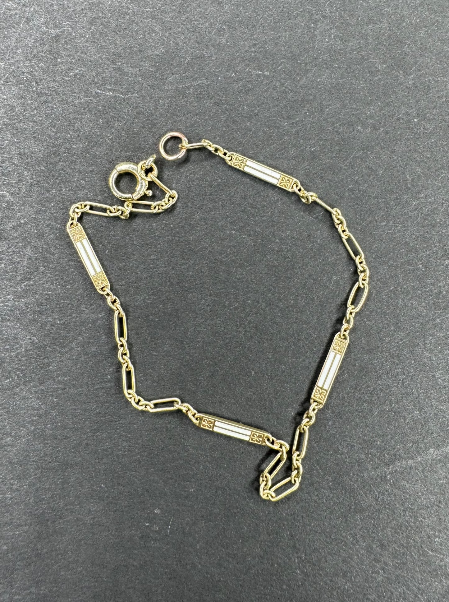 14kt White Enamel Art Deco Bracelet