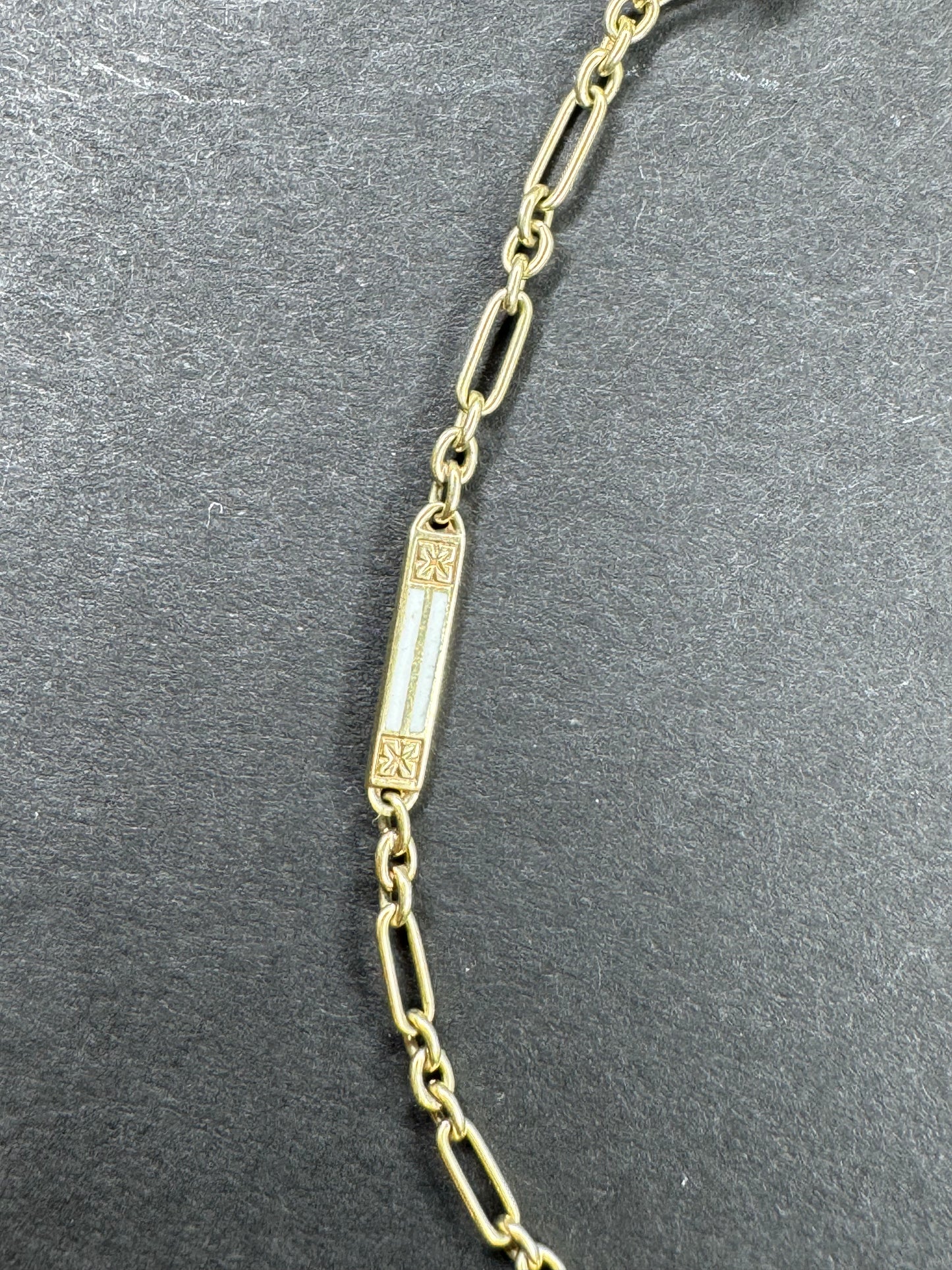 14kt White Enamel Art Deco Bracelet