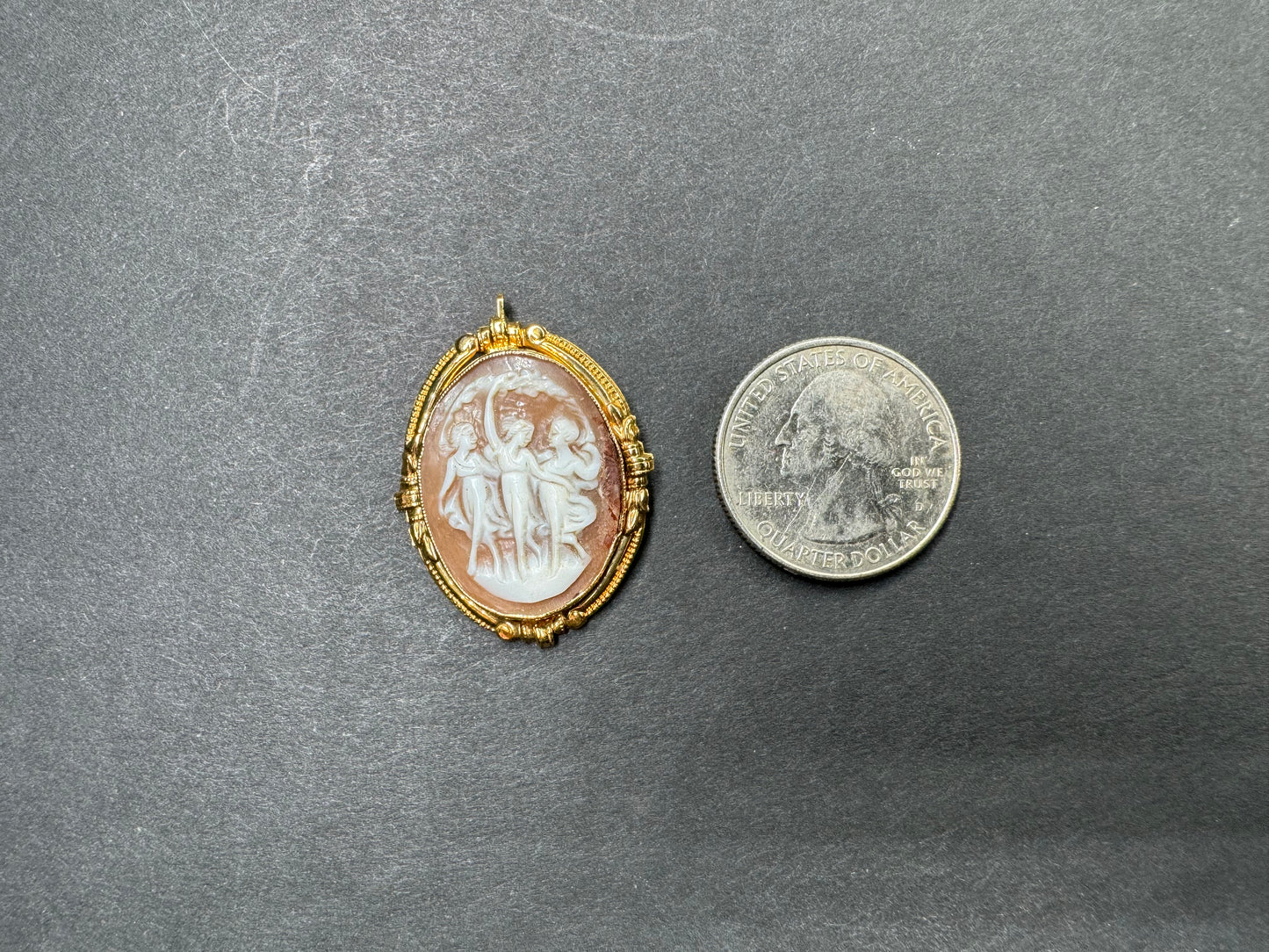 14kt 3 Muses Cameo Pendant