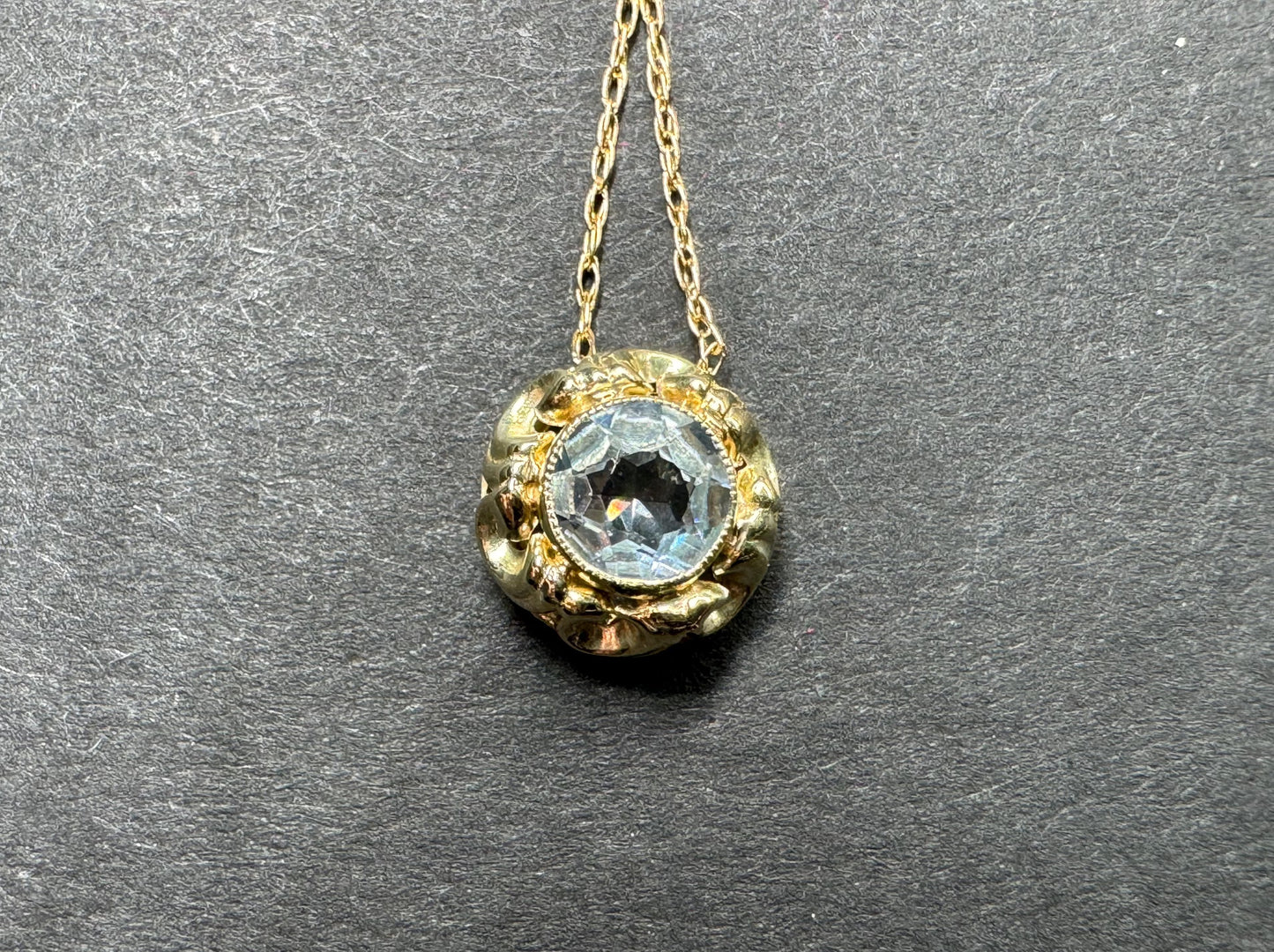14k Aquamarine Floating Pendant Converted From Single Earring