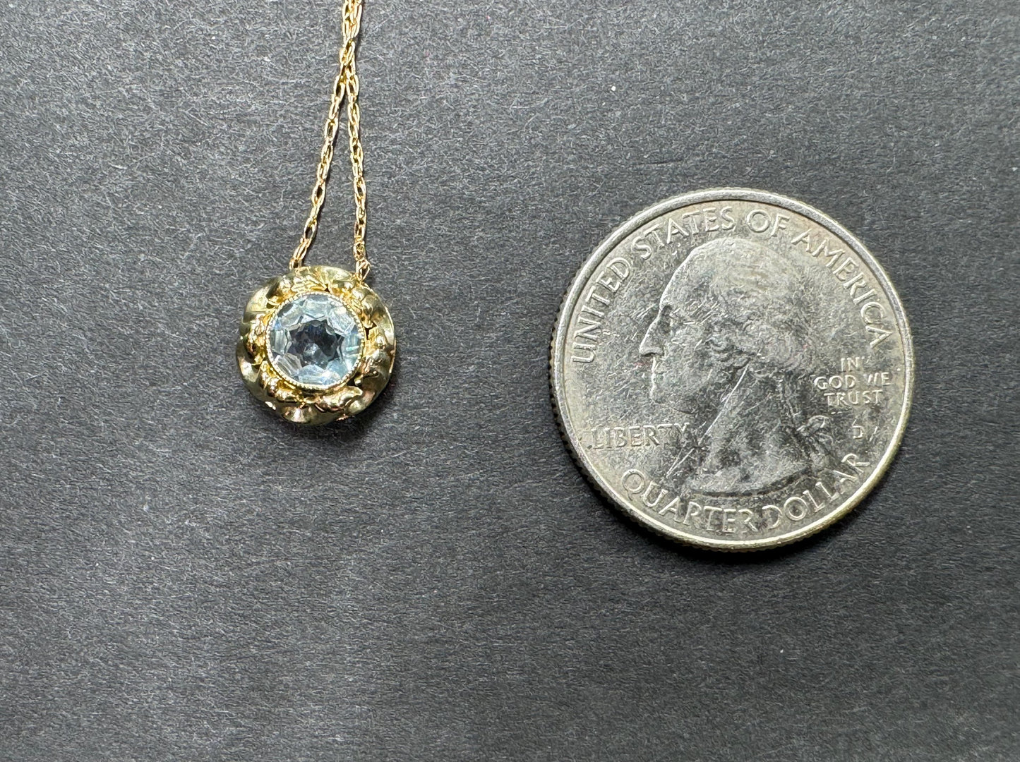 14k Aquamarine Floating Pendant Converted From Single Earring