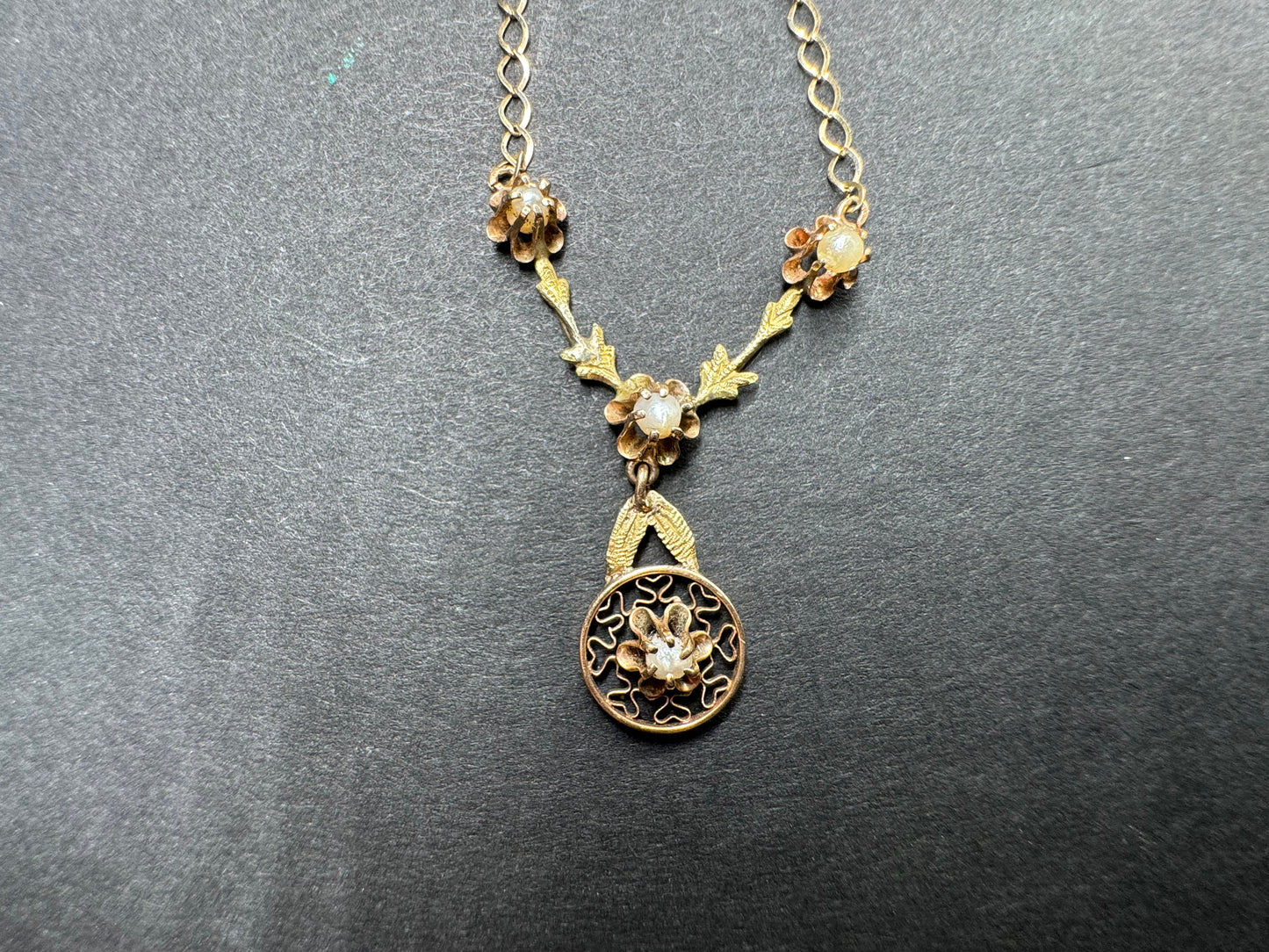 10k 1940's Pearl Swag Necklace