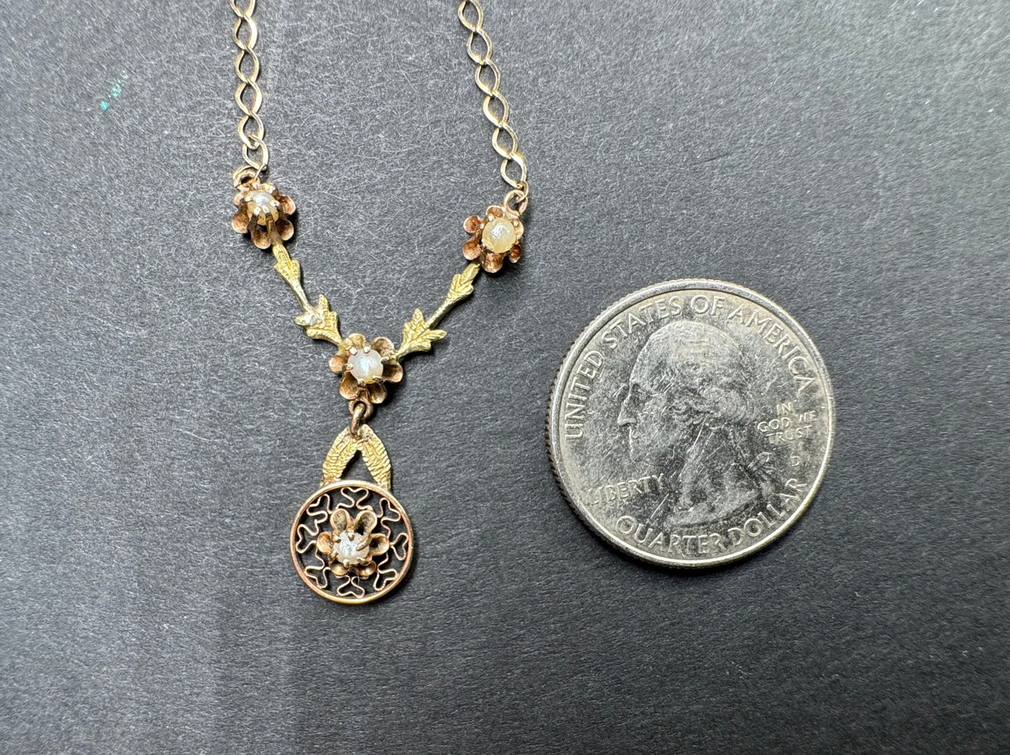 10k 1940's Pearl Swag Necklace