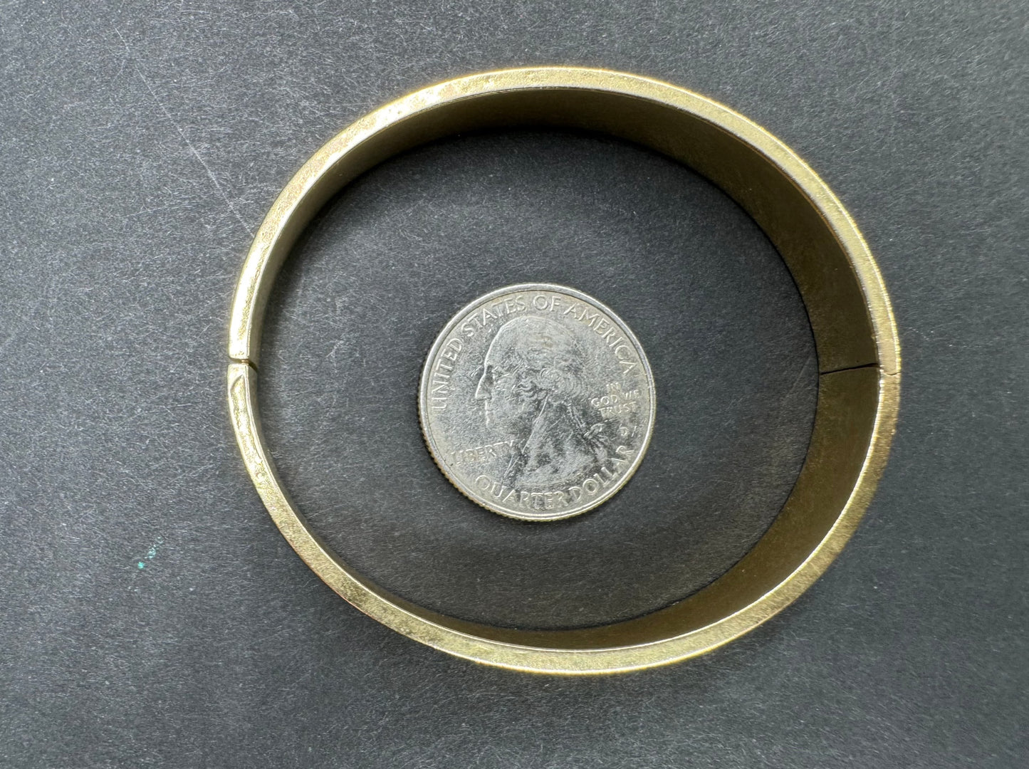 14k Brushed Gold Hinged Bangle With Push Clasp Circa 1950's