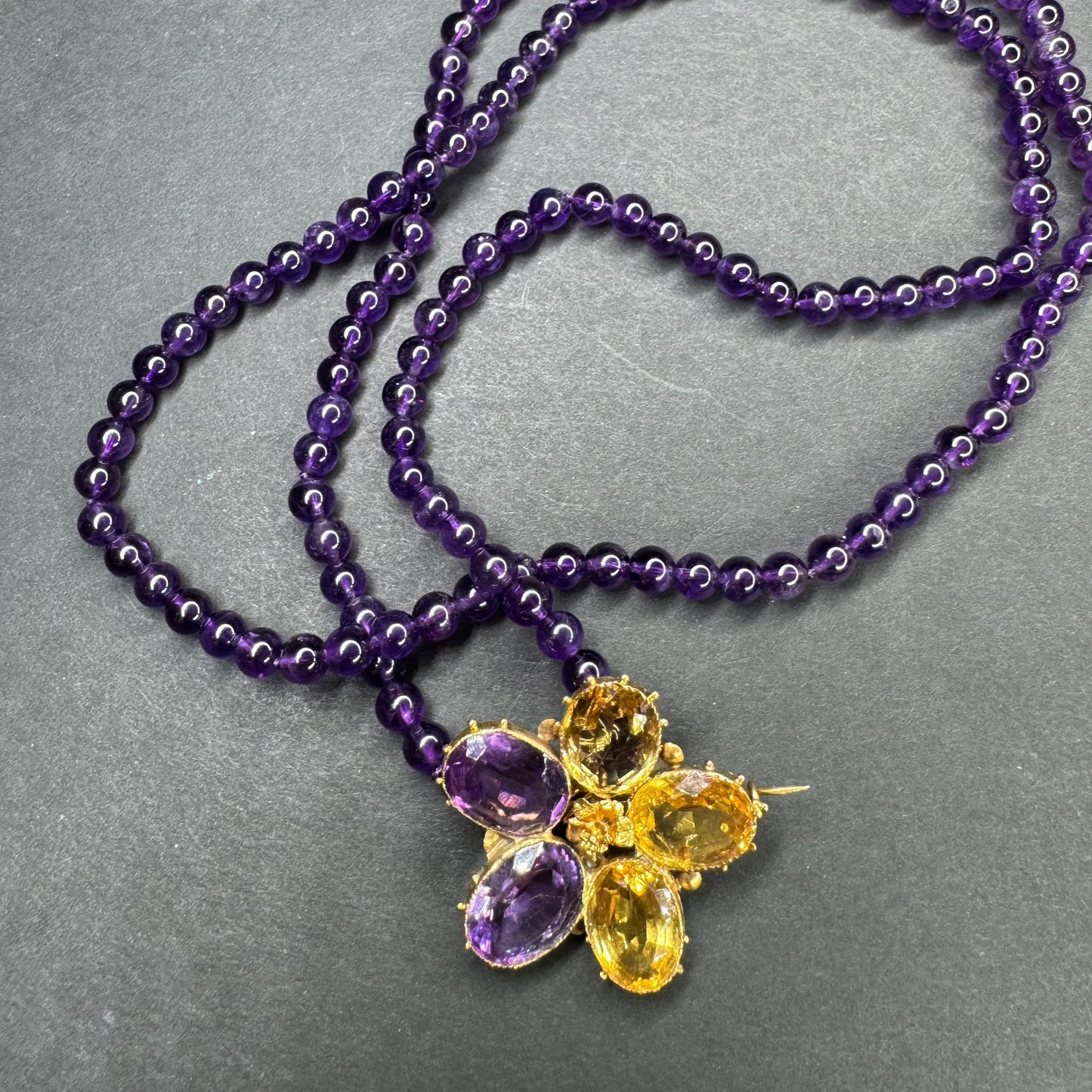 18k Charm Clasp on Amethyst Necklace