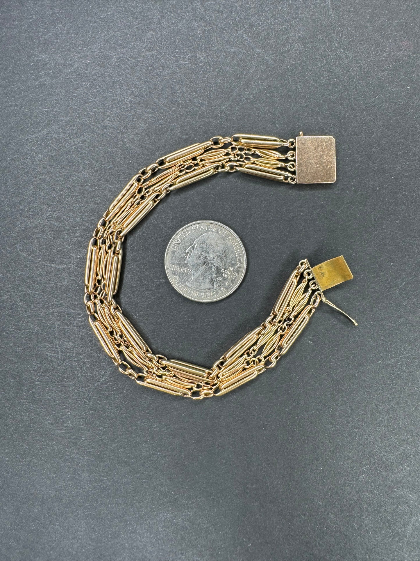 14k German Rose Gold Four Row Bracelet
