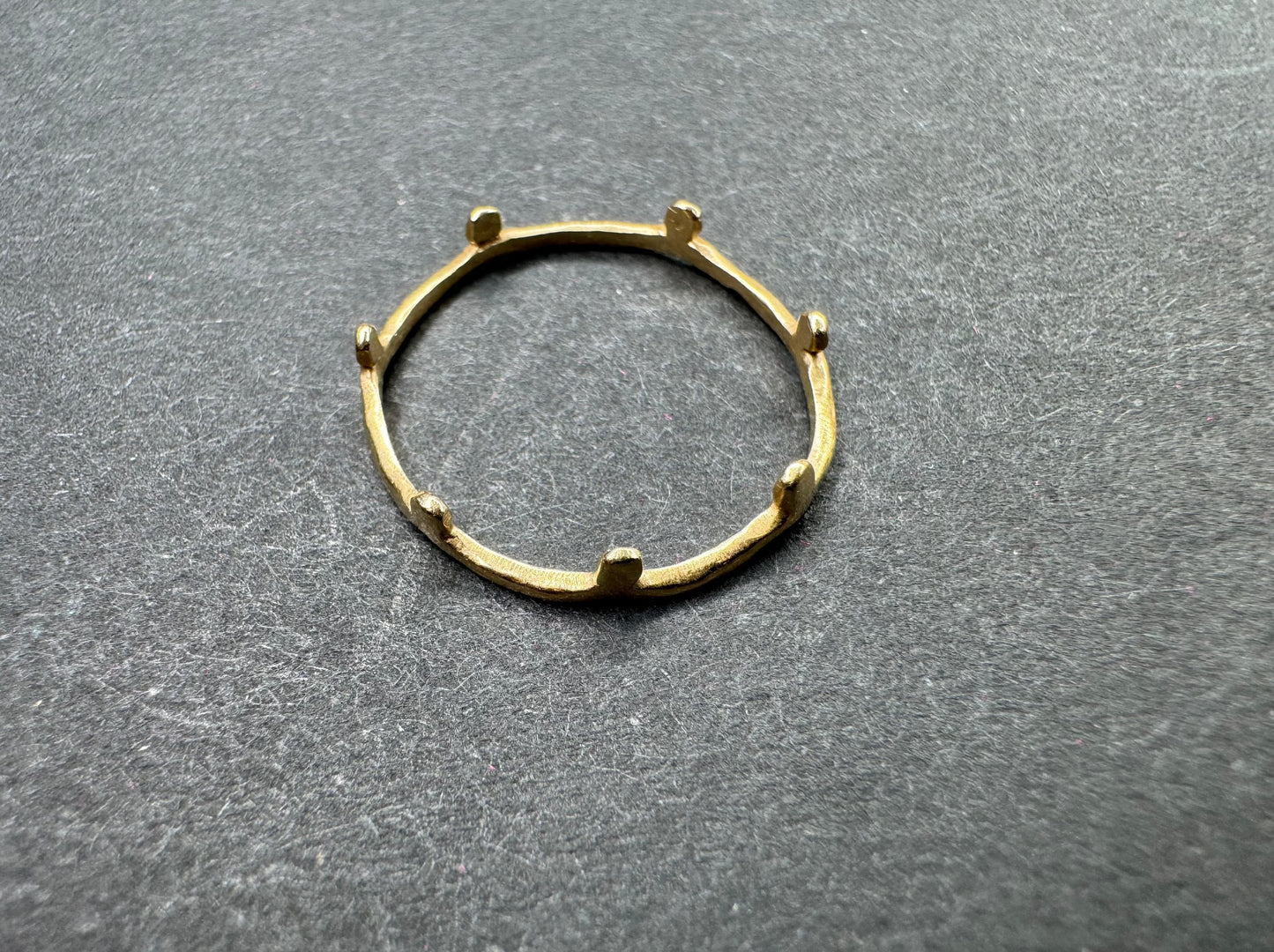 Hand Wrought Crown Ring 14k Yellow Gold