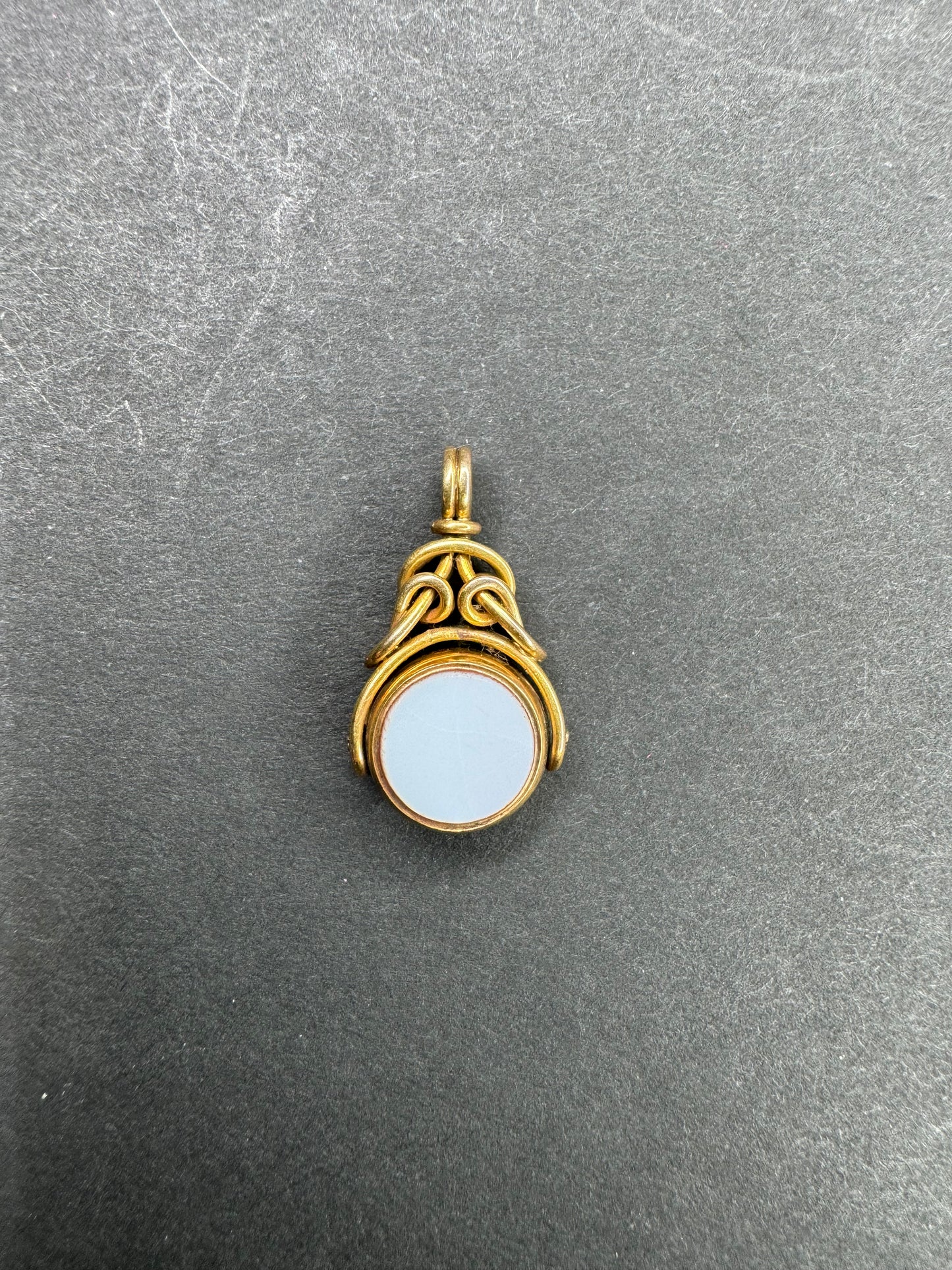 10k Bloodstone and Chalcedony Fob