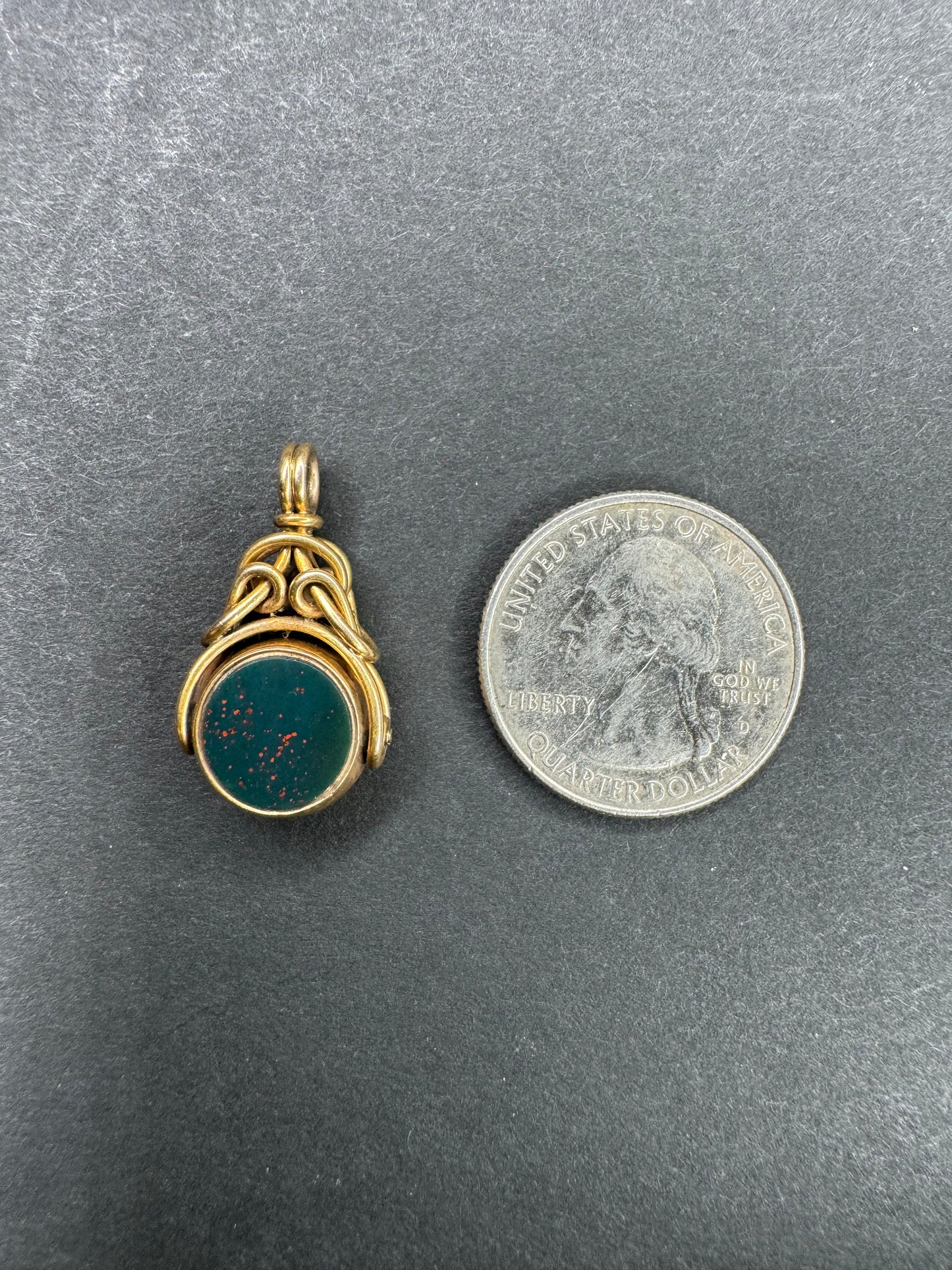 10k Bloodstone and Chalcedony Fob