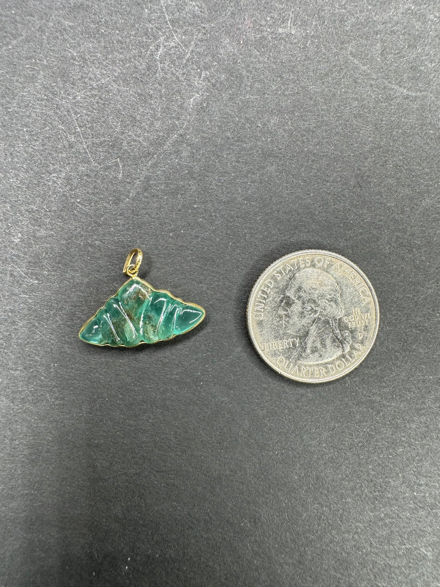 14k Carved Emerald Shell Charm
