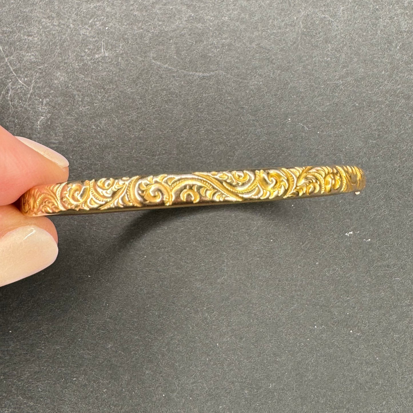 10k Hinged Repousse Bracelet