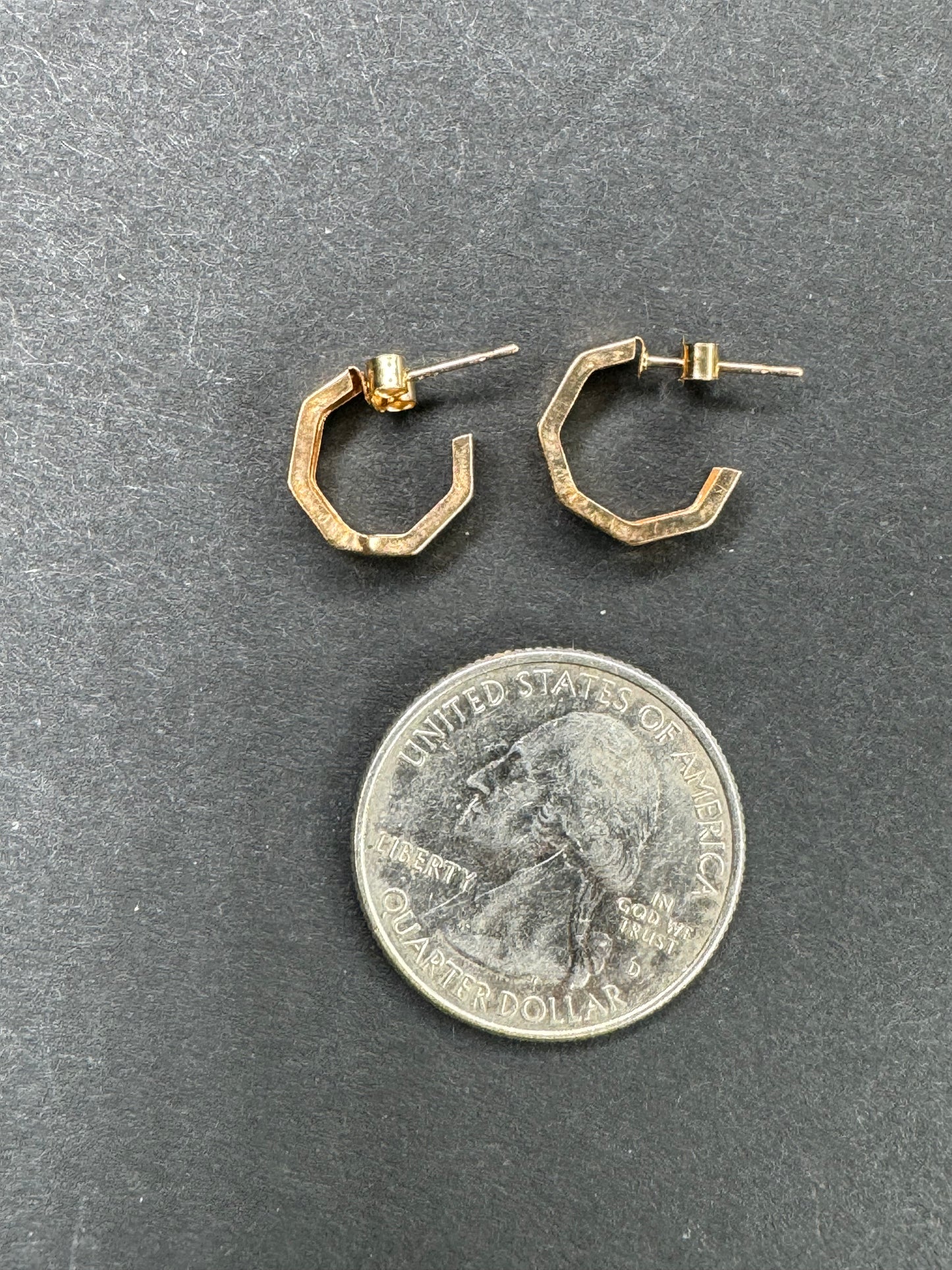9k English Engraved Almost Loop Earrings