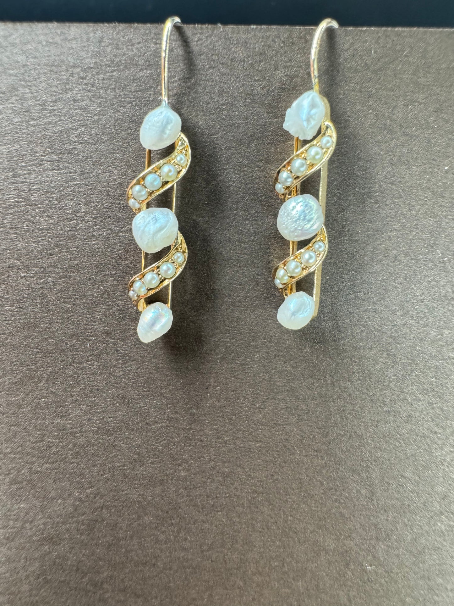14kt Natural Pearl Earrings Converted From Brooch