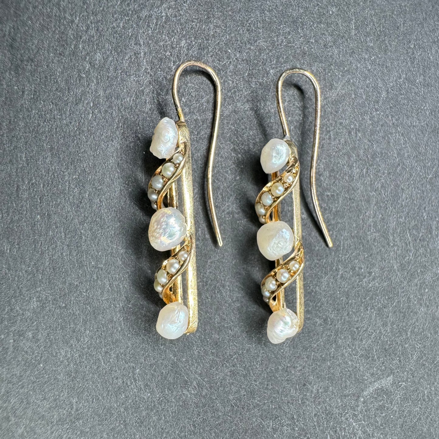 14kt Natural Pearl Earrings Converted From Brooch