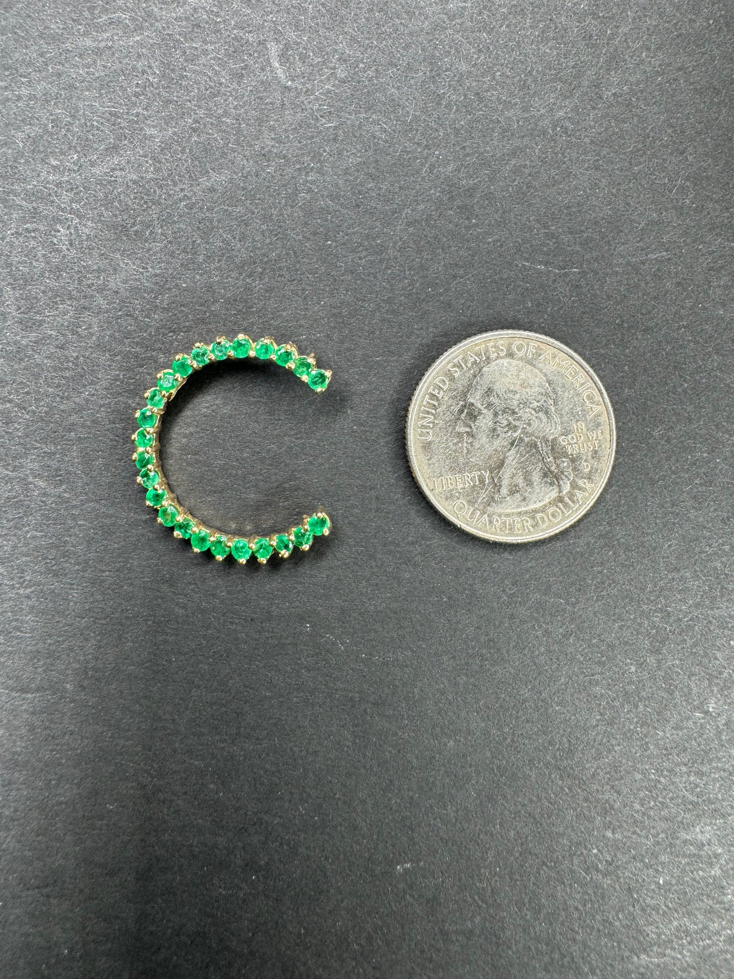 14k Emerald Crescent Pendant
