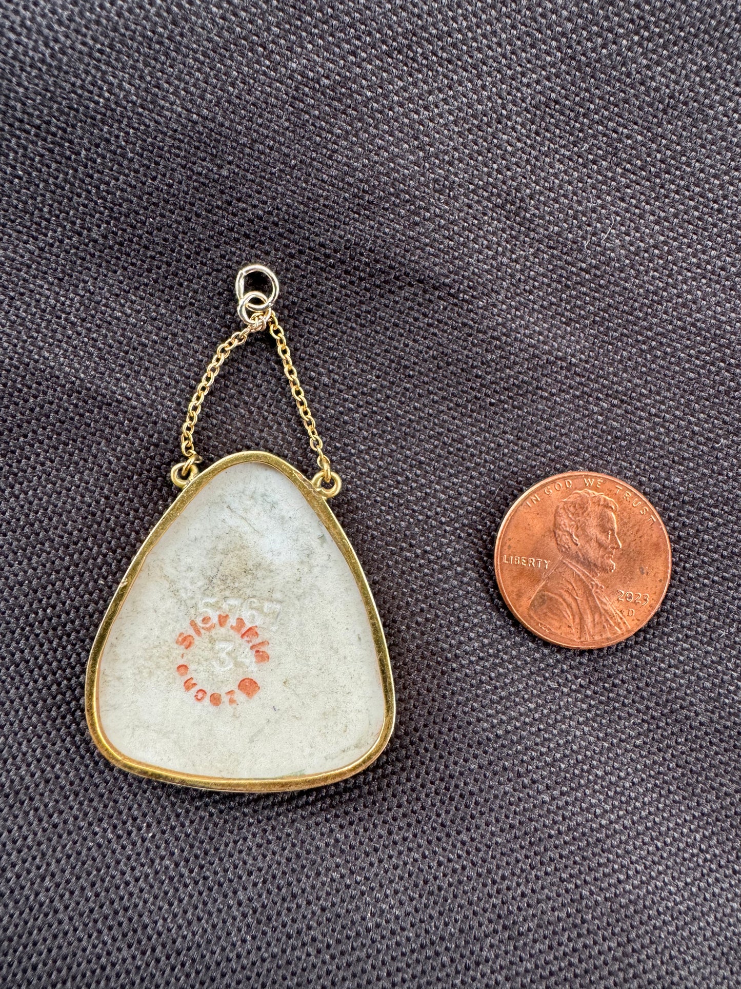14k Limoges Porcelain Portrait Pendant