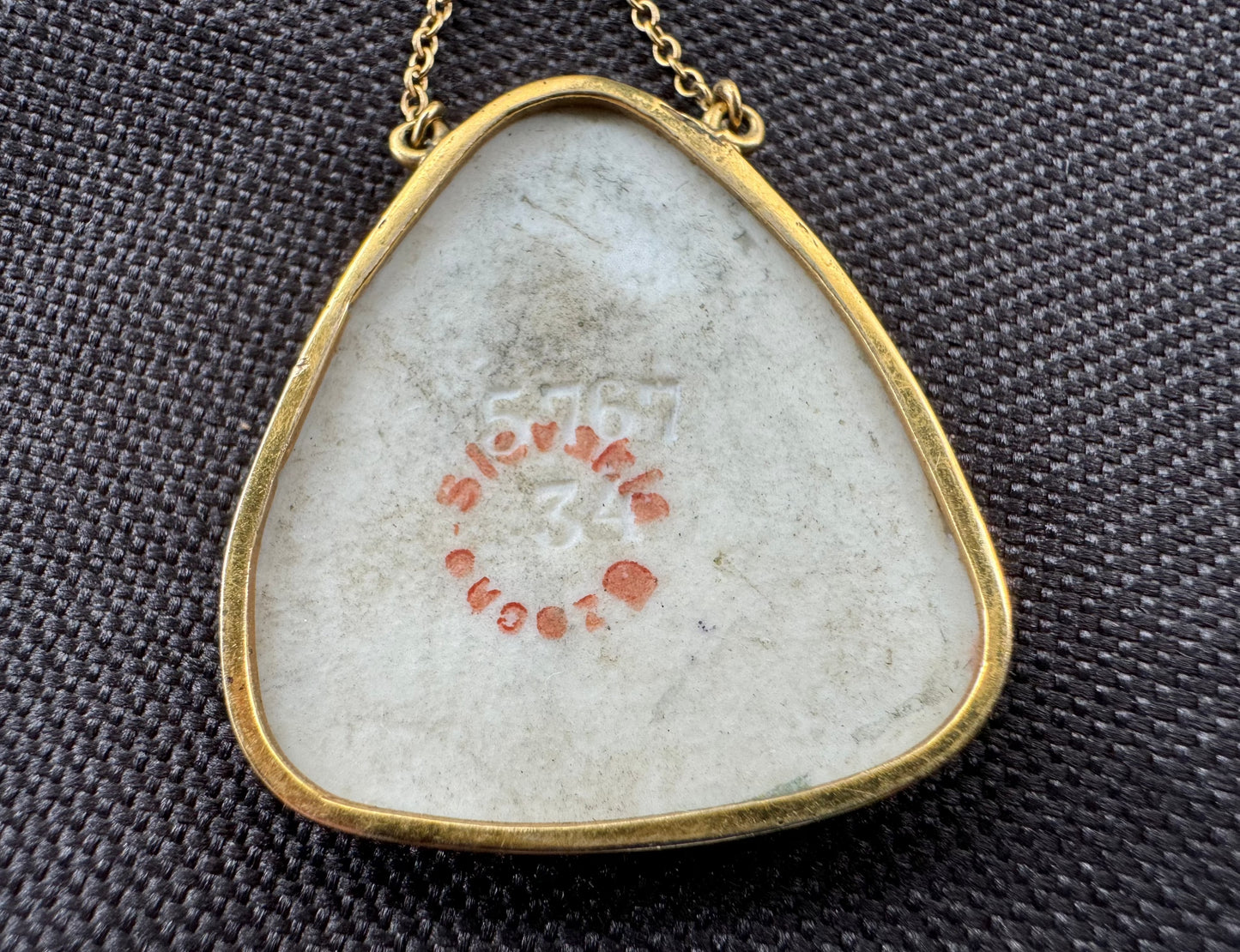 14k Limoges Porcelain Portrait Pendant