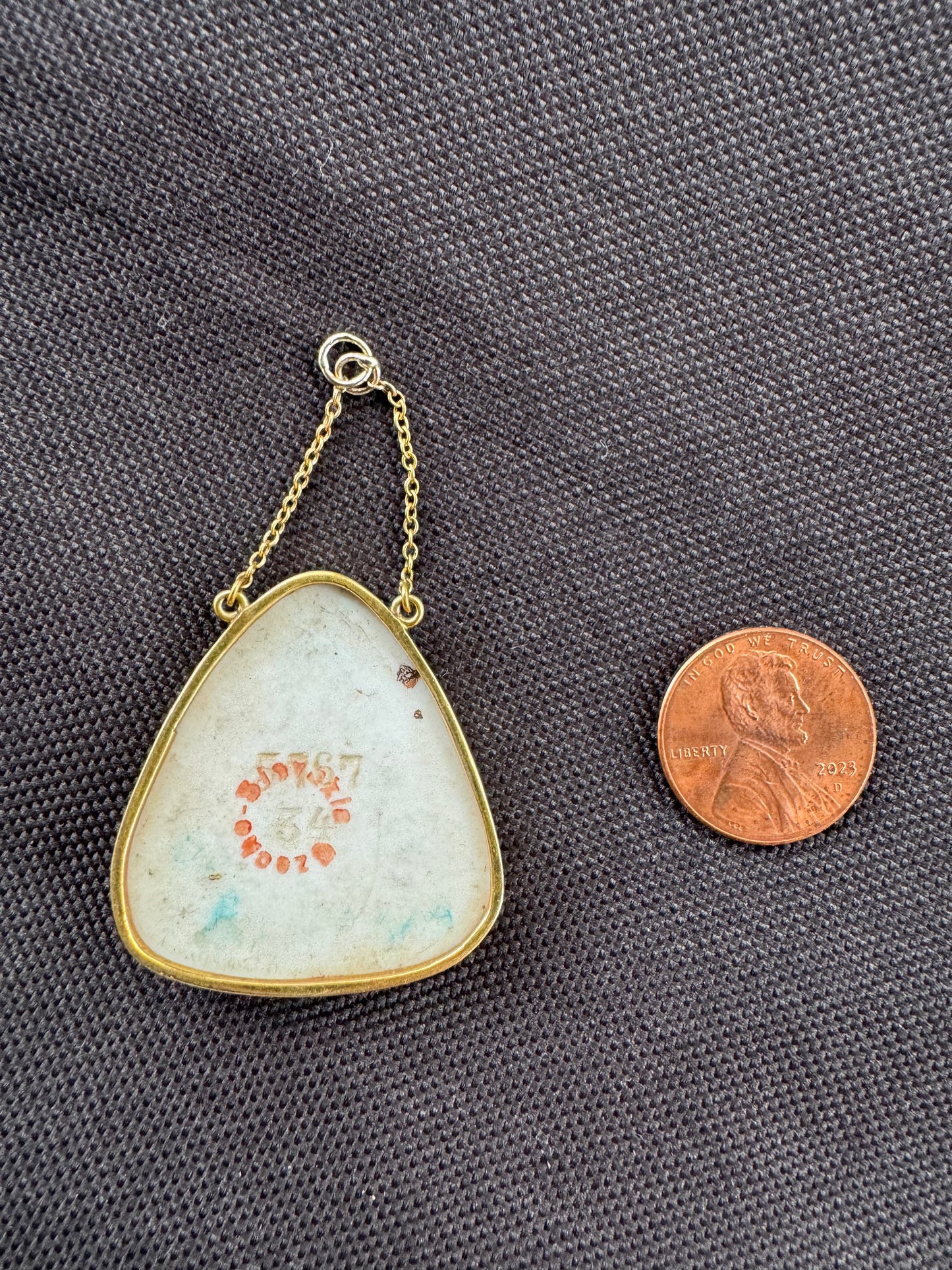 14k Limoges Porcelain Portrait Pendant