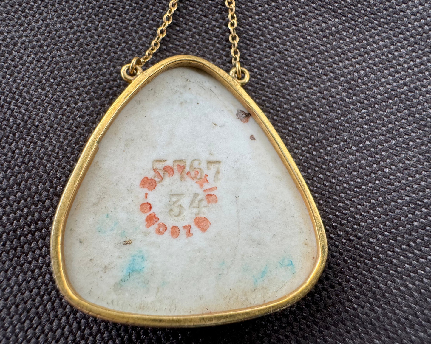 14k Limoges Porcelain Portrait Pendant