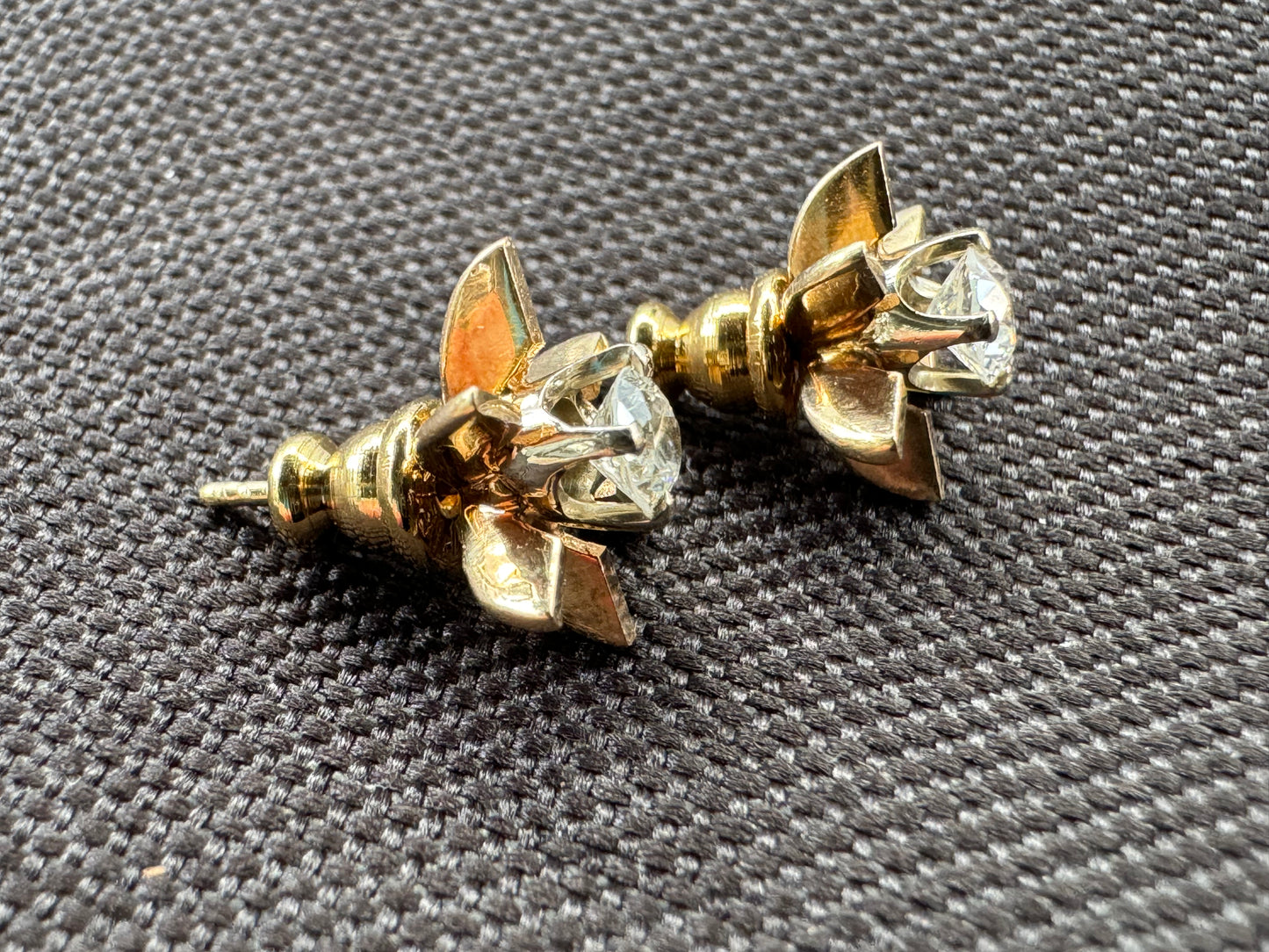 1950s 14k Diamond Starburst Earrings