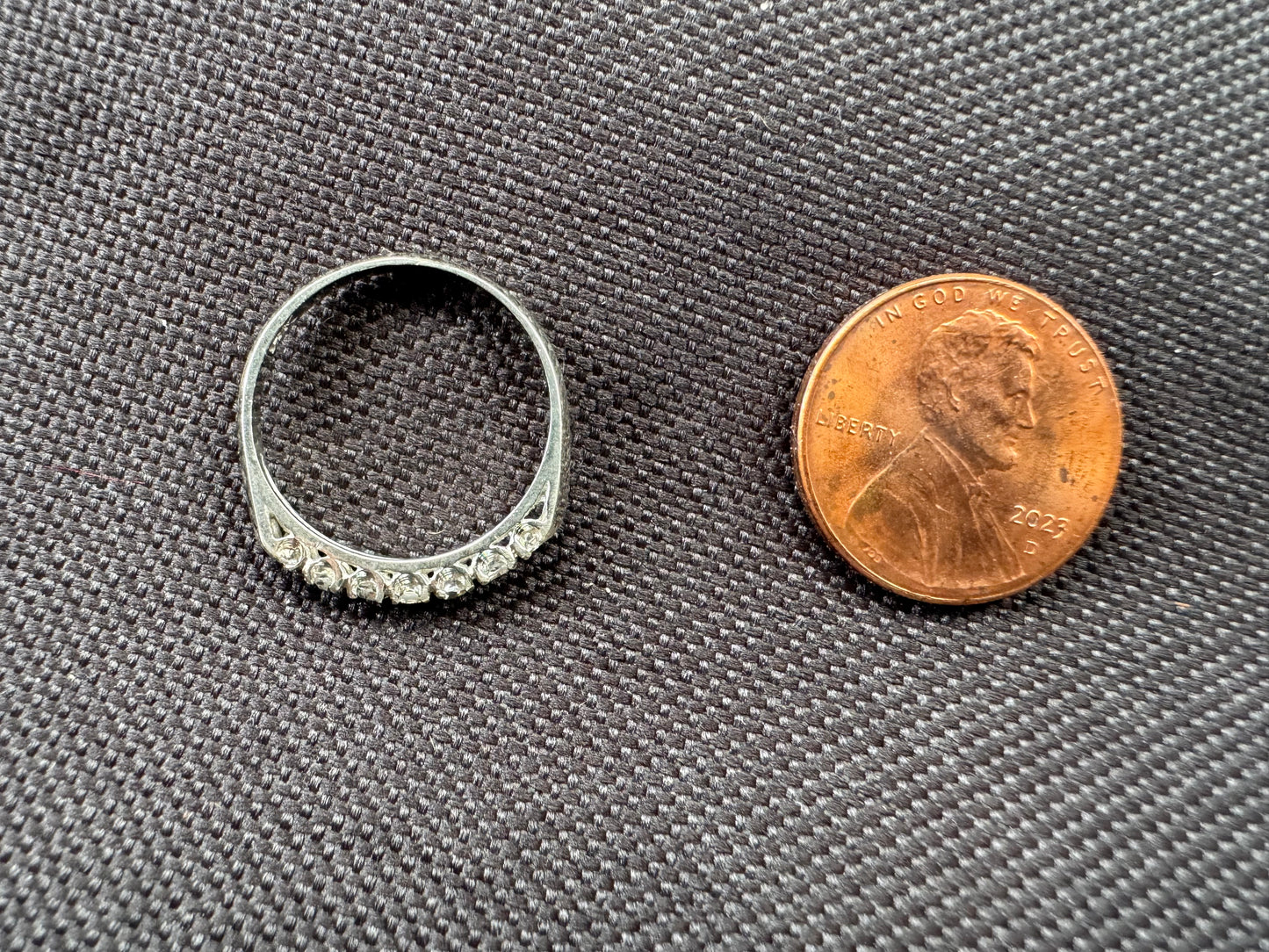 14k White Gold Anniversary Band with 7 Diamonds