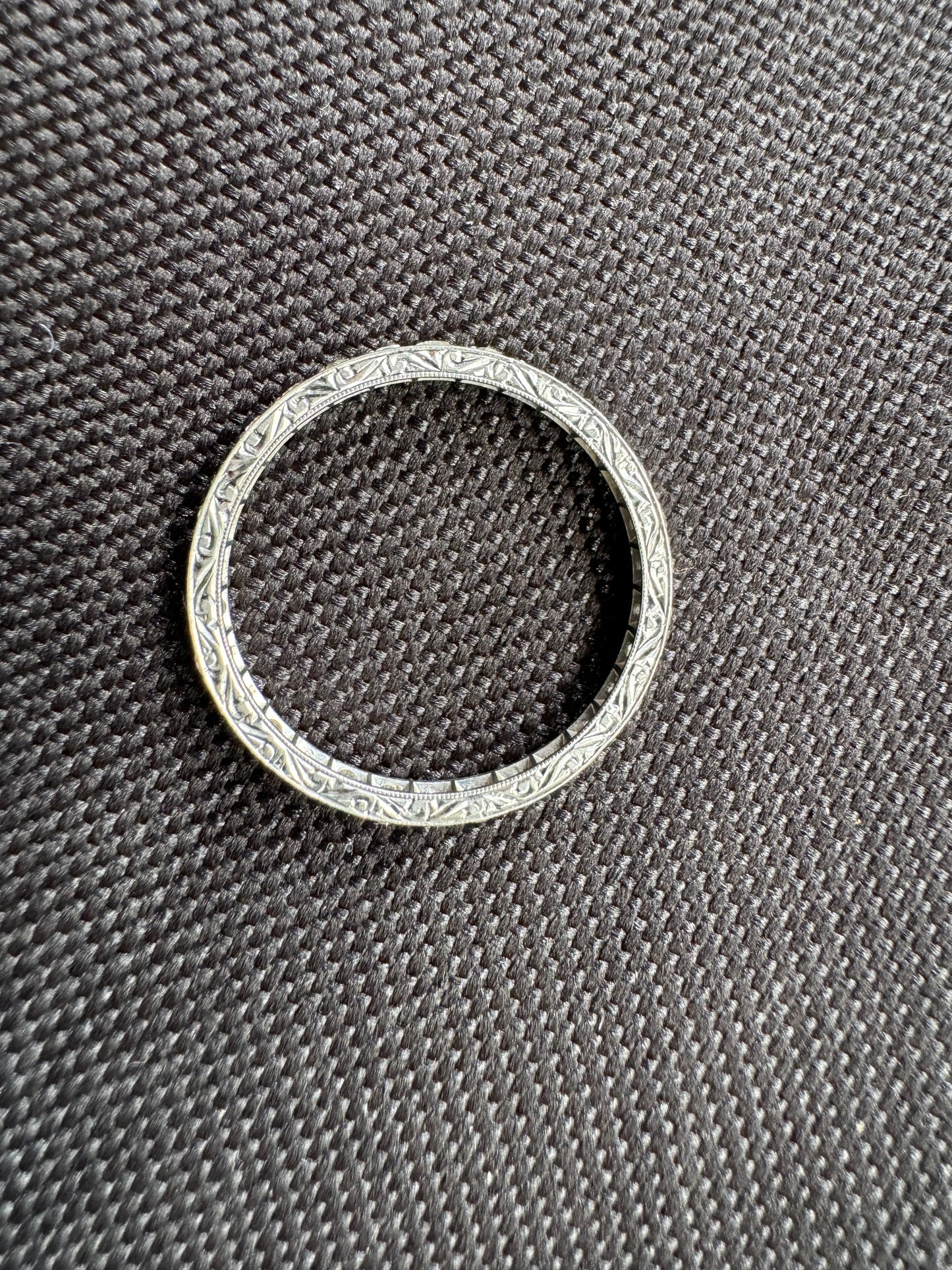 Art Deco Platinum Engraved Diamond Ring