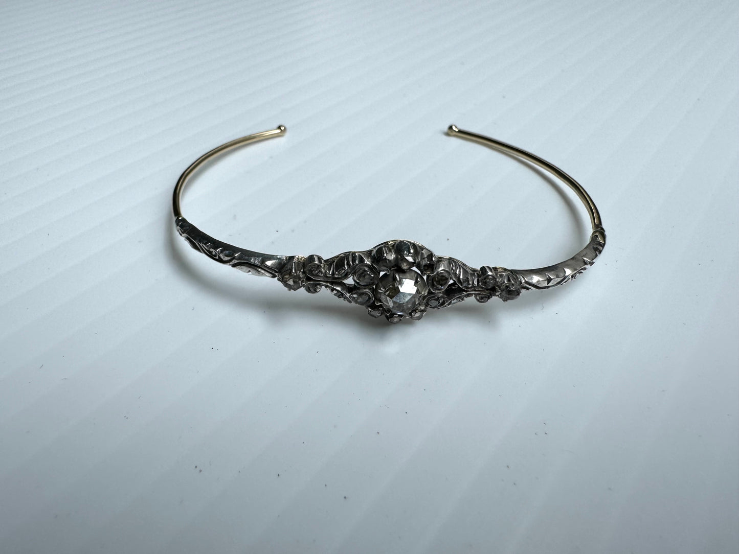 Dutch Georgian Rose Cut 18k & Sterling Diamond Bracelet