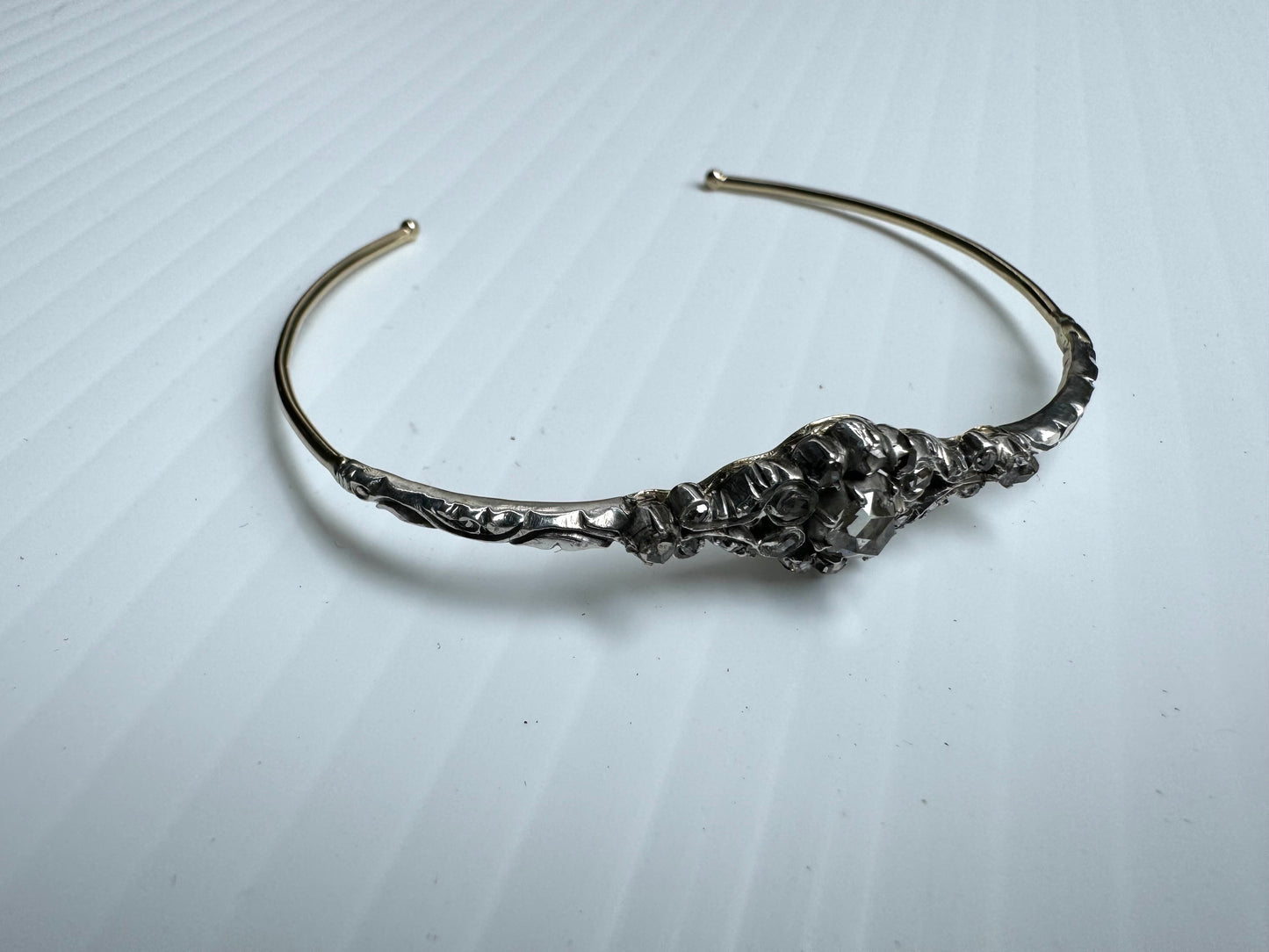 Dutch Georgian Rose Cut 18k & Sterling Diamond Bracelet