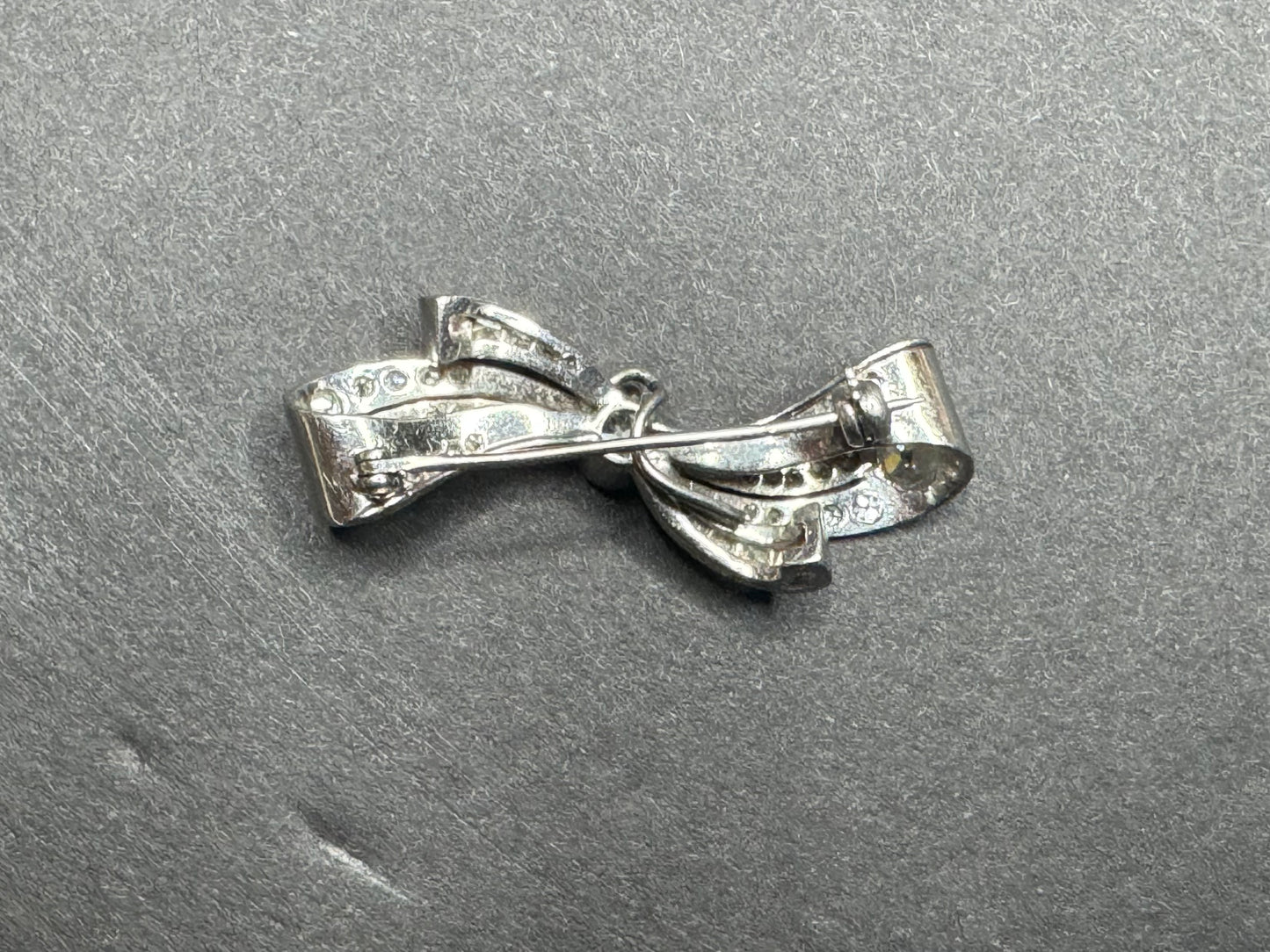 Edwardian Platinum and Old European Cut Diamond Bow Brooch