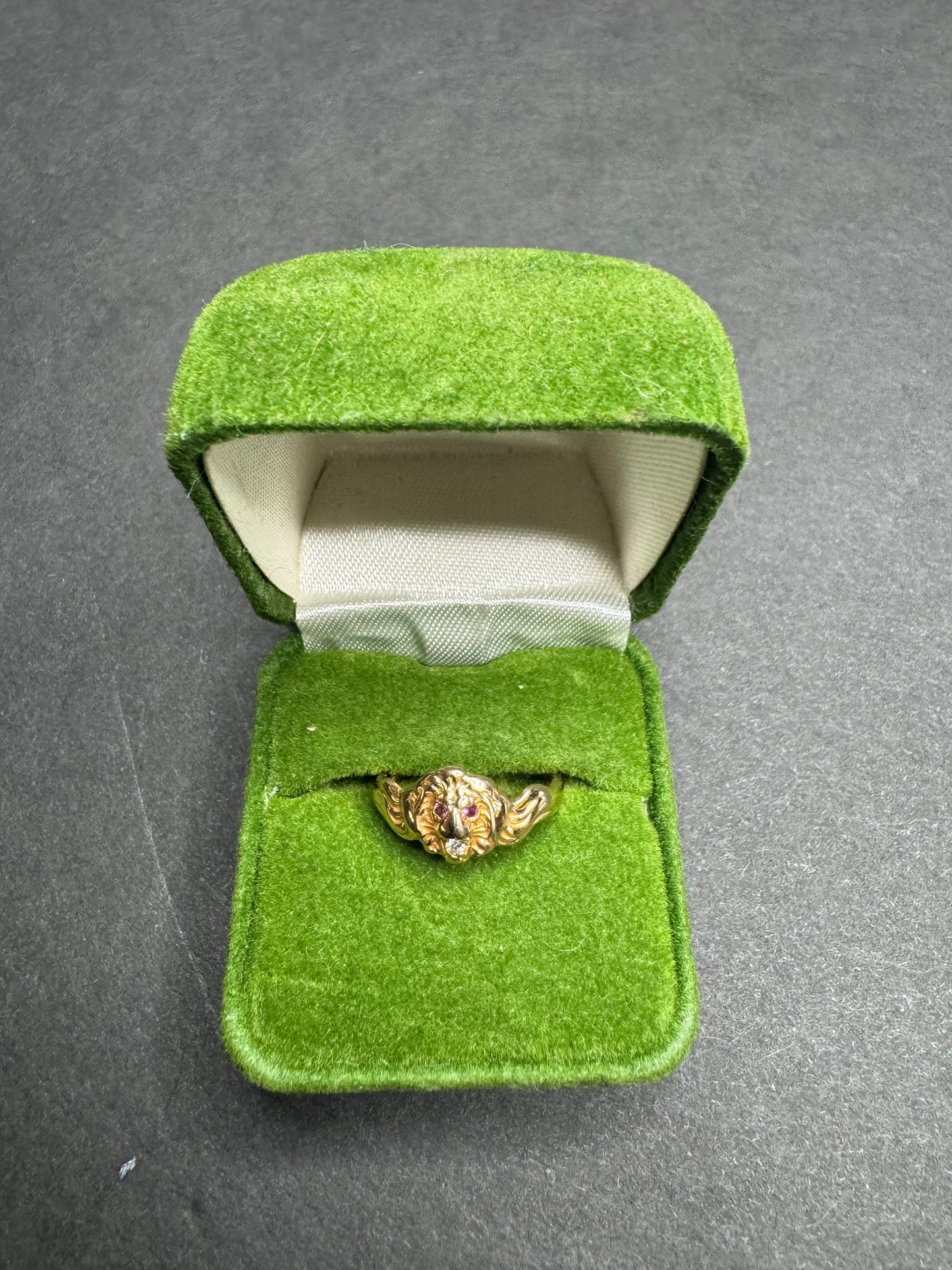 14k Late Victorian Ruby and Diamond Lion Ring