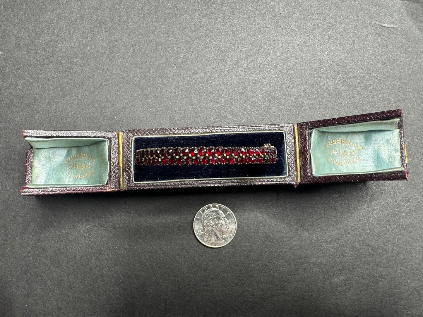 German Bohemian Cut Garnet Gold Filled Bracelet