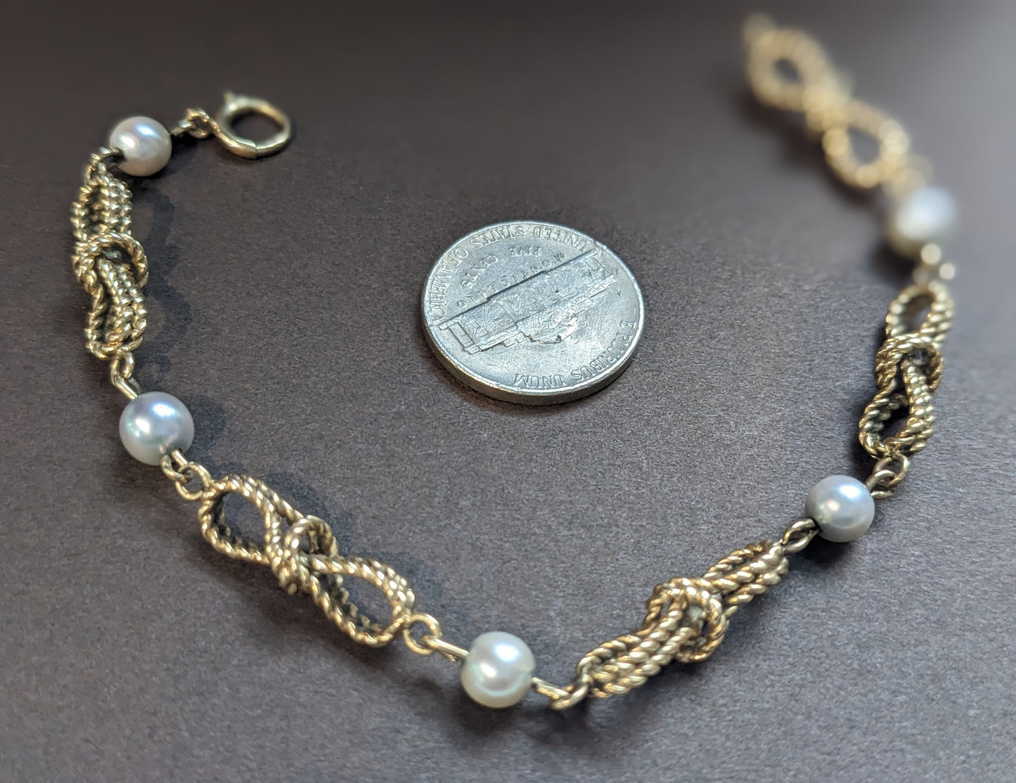 14k rope style bracelet with pearls