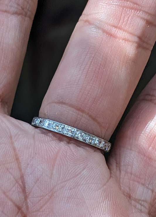 Platinum Art Deco Eternity Band mine cut octagon