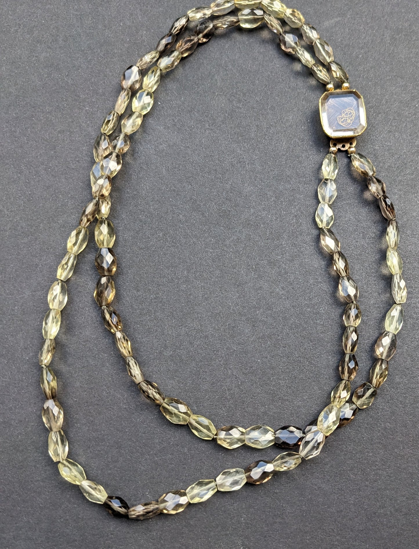 Stuart Crystal with smokey quartz beads added