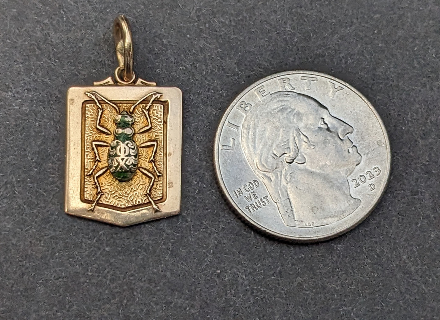 1930's Enamel bug charm 10k