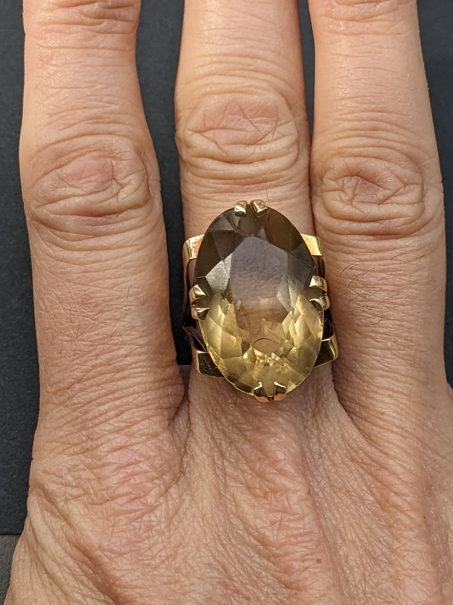 18K Extra Large Citrine Ring
