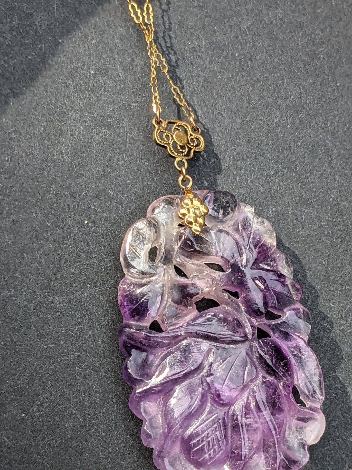 14K Carved Amethyst Necklace