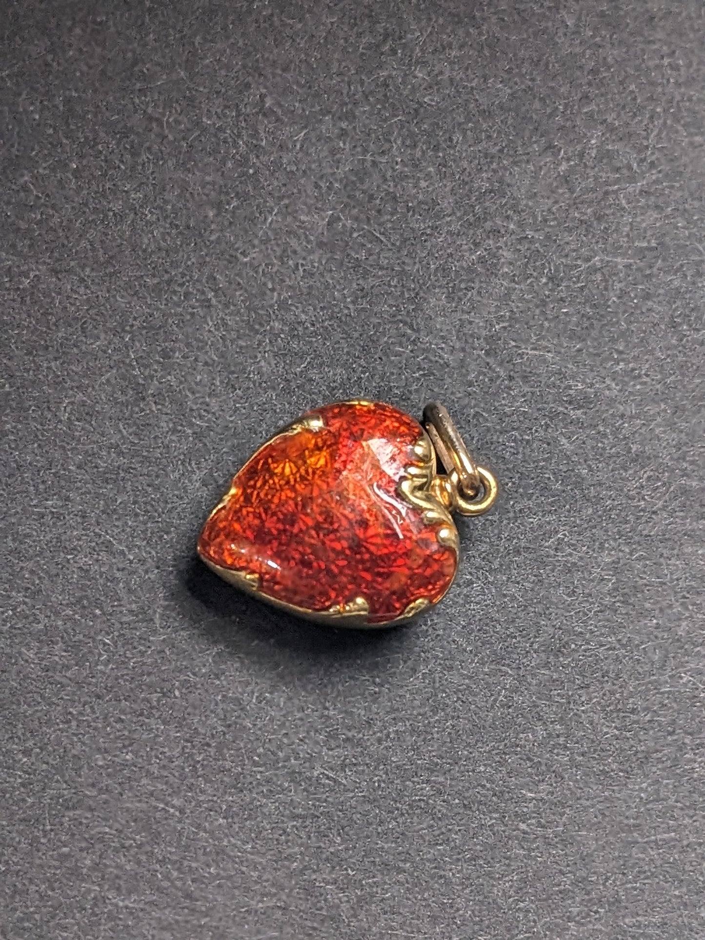 Red Enamel 14K Heart with Shamrock Charm