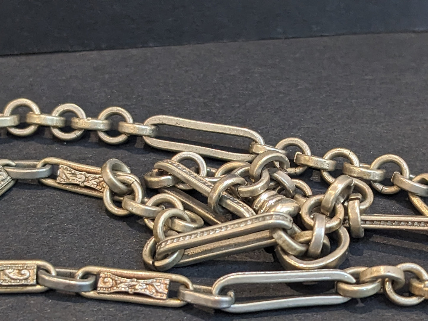 English Sterling Crest Fob and Watch Chain