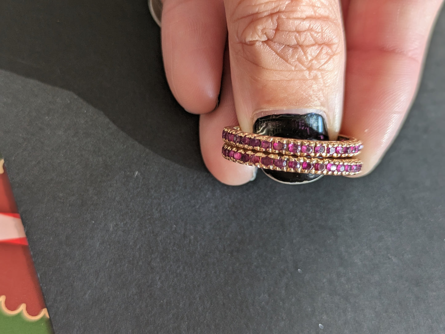 14kt Pair Ruby eternity bands size 11