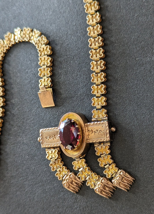 Victorian Era book chain necklace with claw tassels