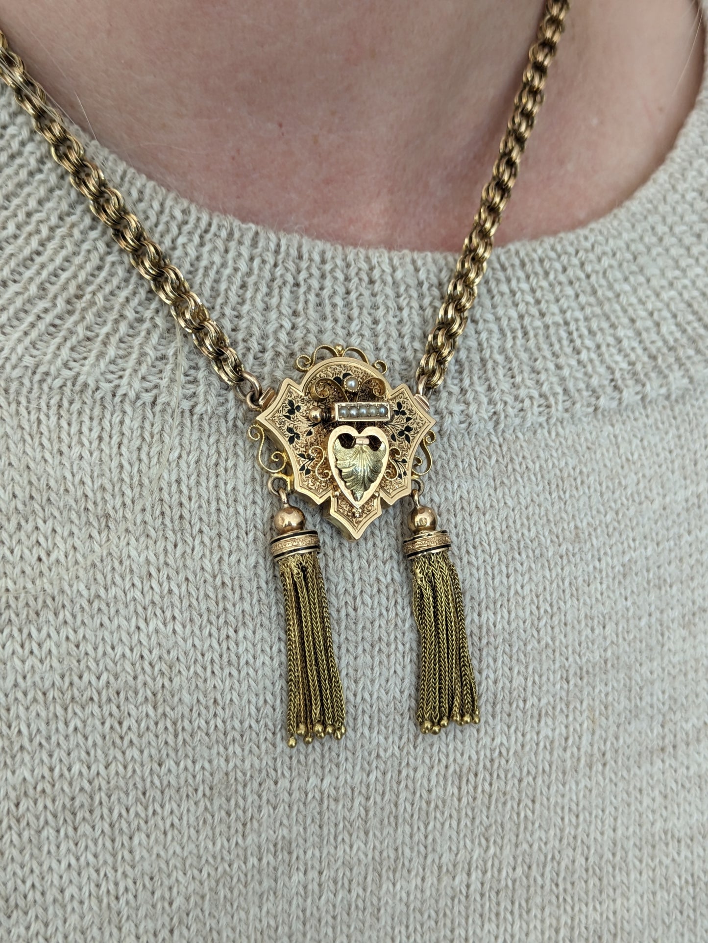 Victorian Double Tassel Double Albert Necklace