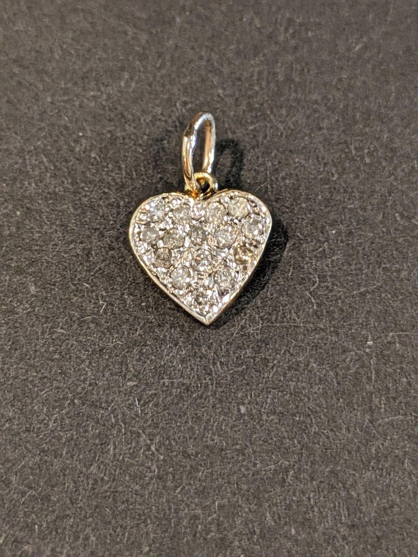 14K diamond heart charm