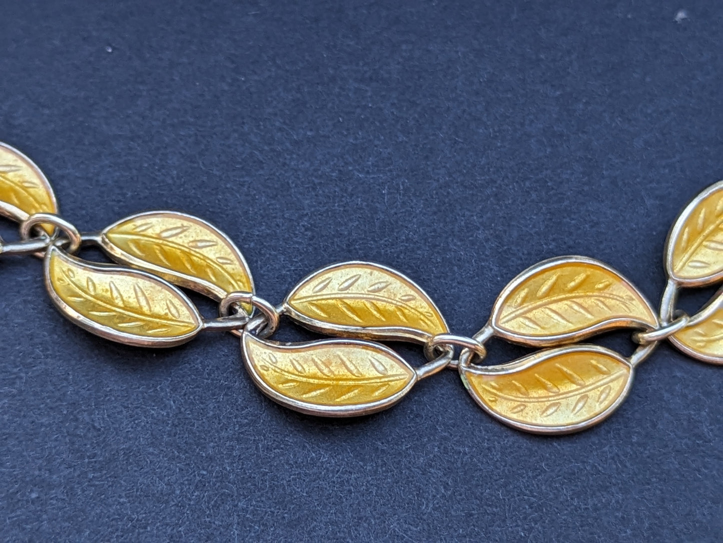David Anderson Scandinavian yellow enamel leaf brooch