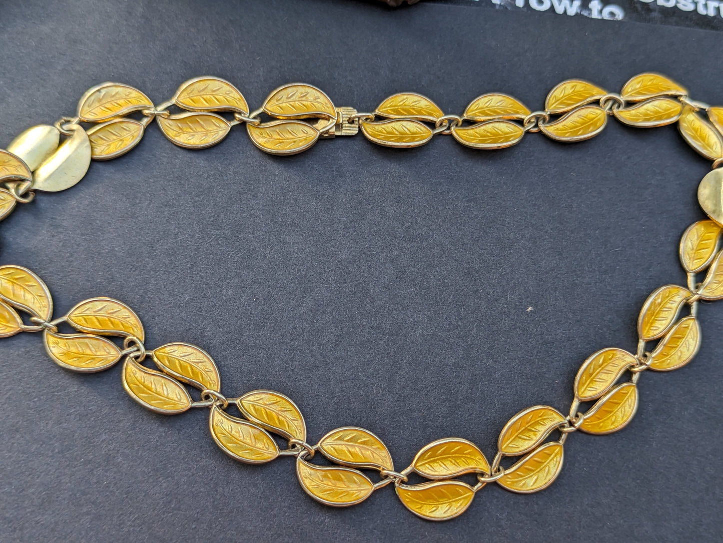 David Anderson Scandinavian yellow enamel leaf brooch
