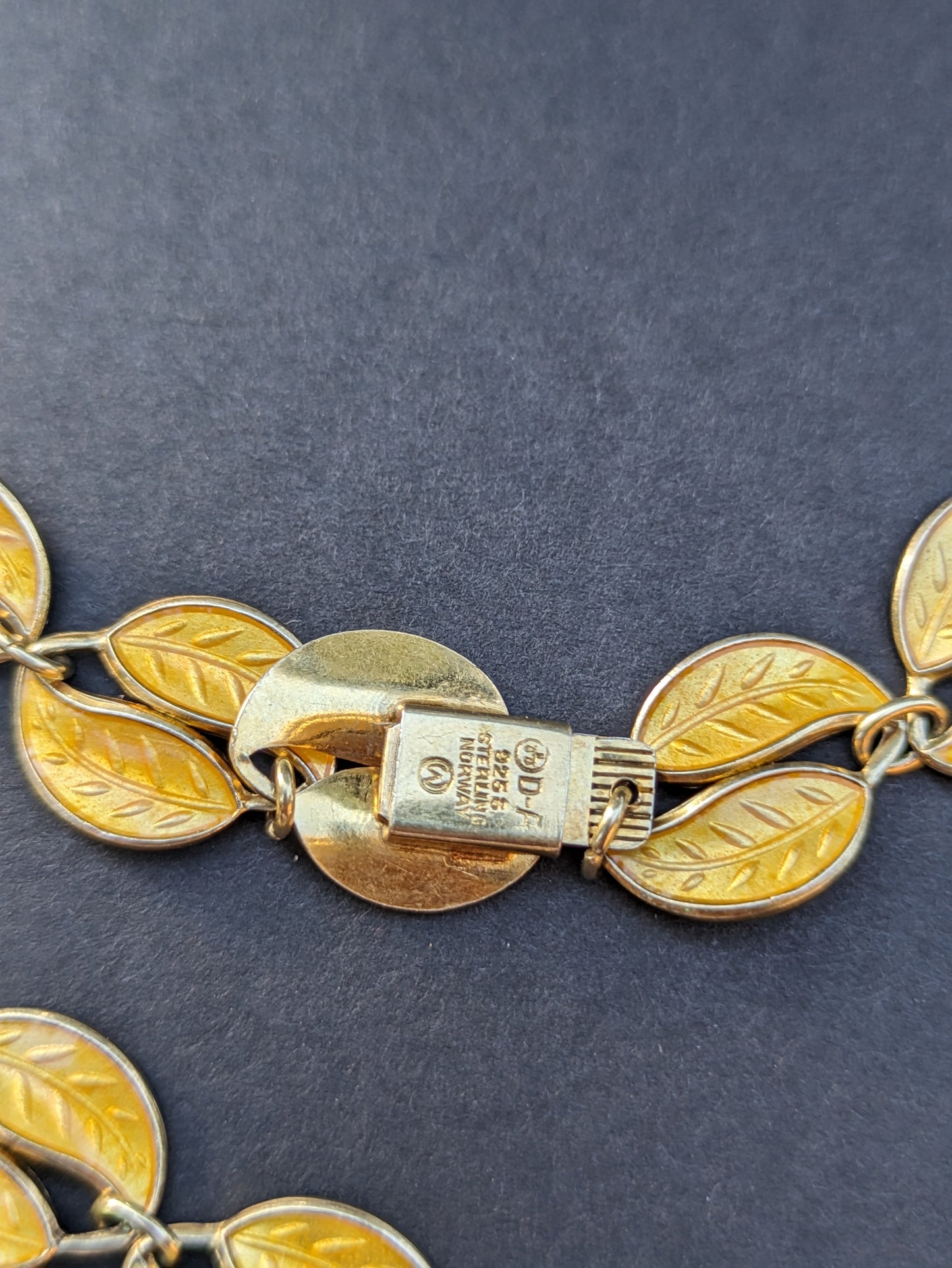 David Anderson Scandinavian yellow enamel leaf brooch