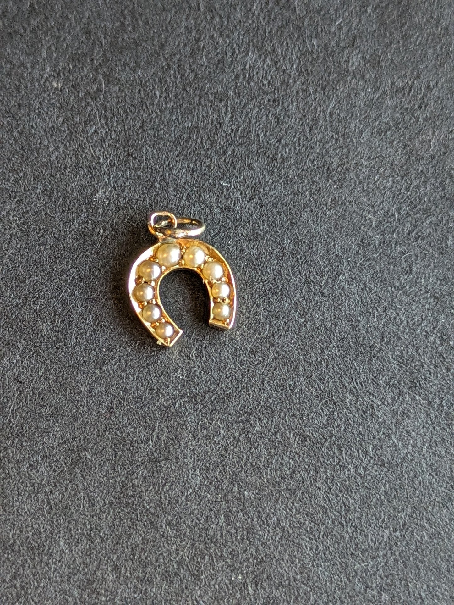 Tiny Seed Pearl Horseshoe Charm